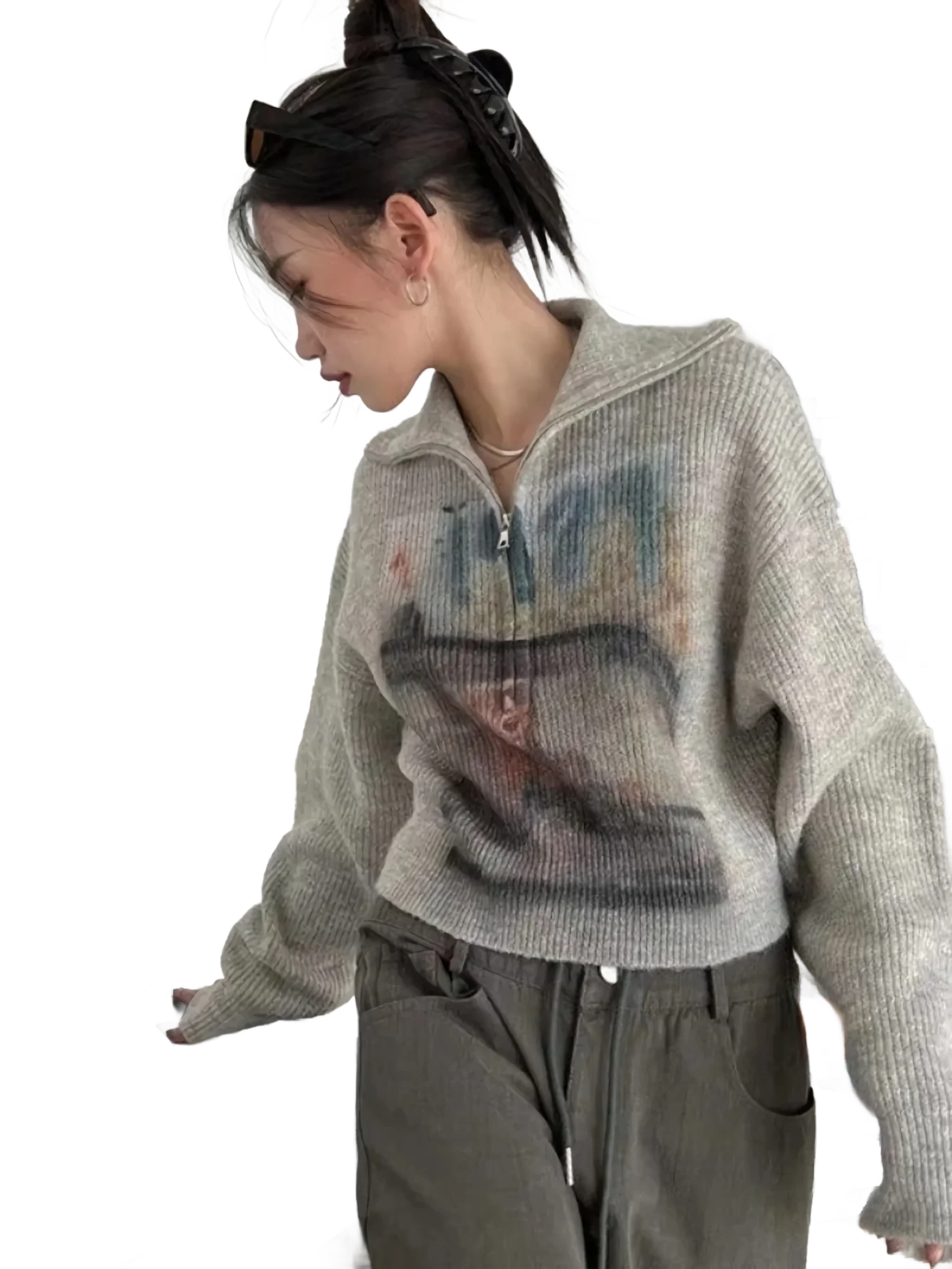 '1989' Chic Knit Half Zip Sweater - Image 3