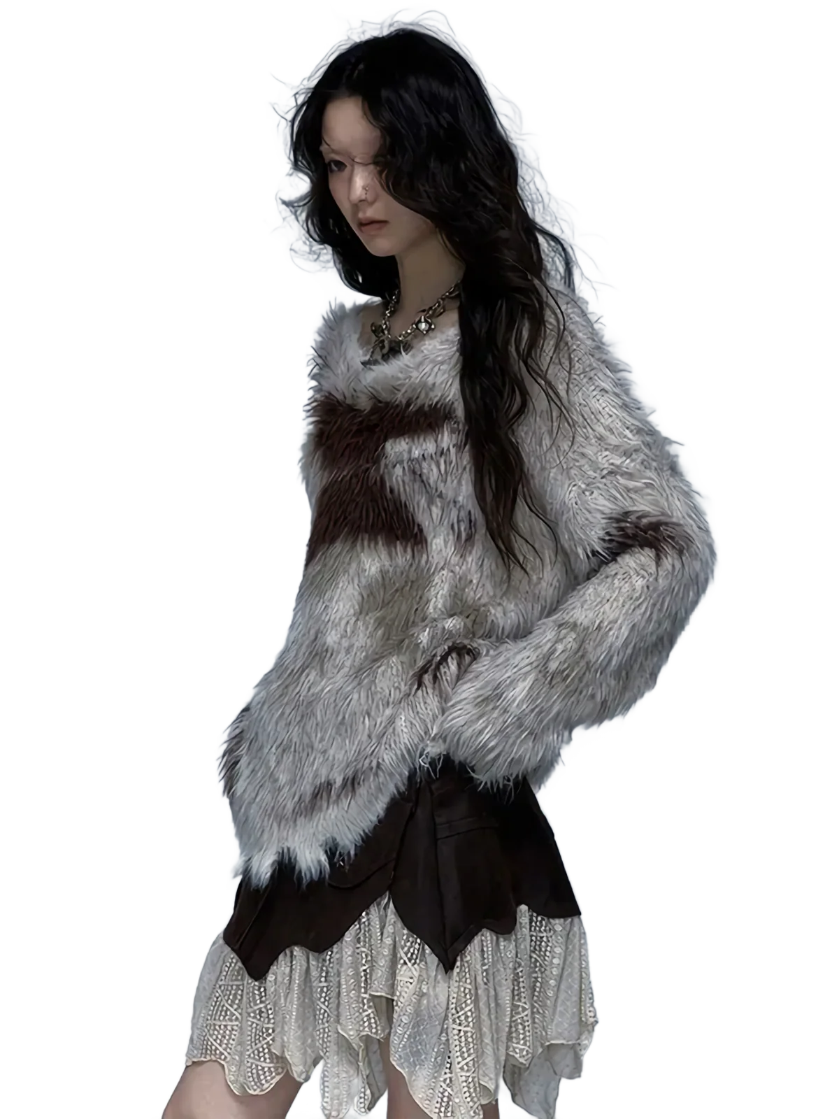 Abstract Furry Knit Sweater - Image 3