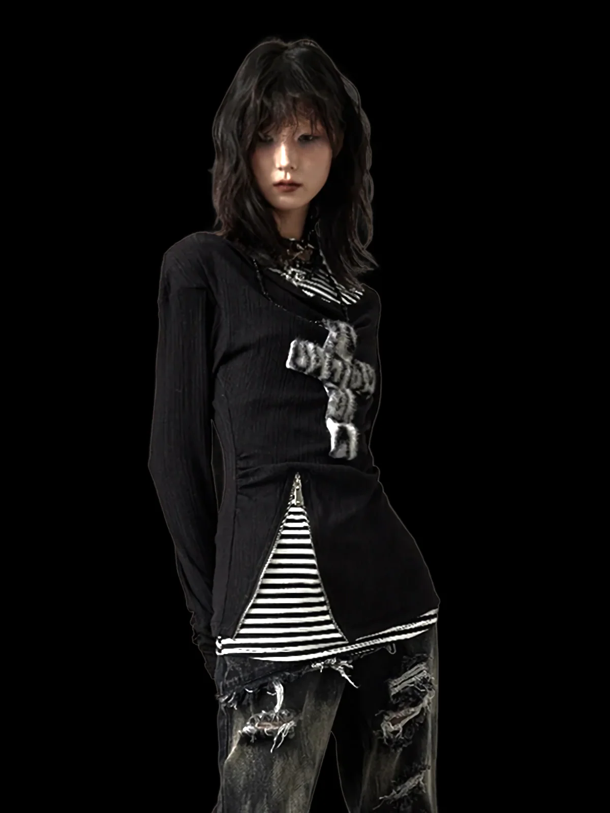 'Abyss' Off-Shoulder Long Sleeve Top - Image 3