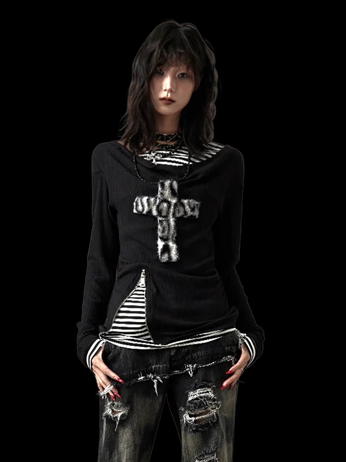 'Abyss' Off-Shoulder Long Sleeve Top - Image 4