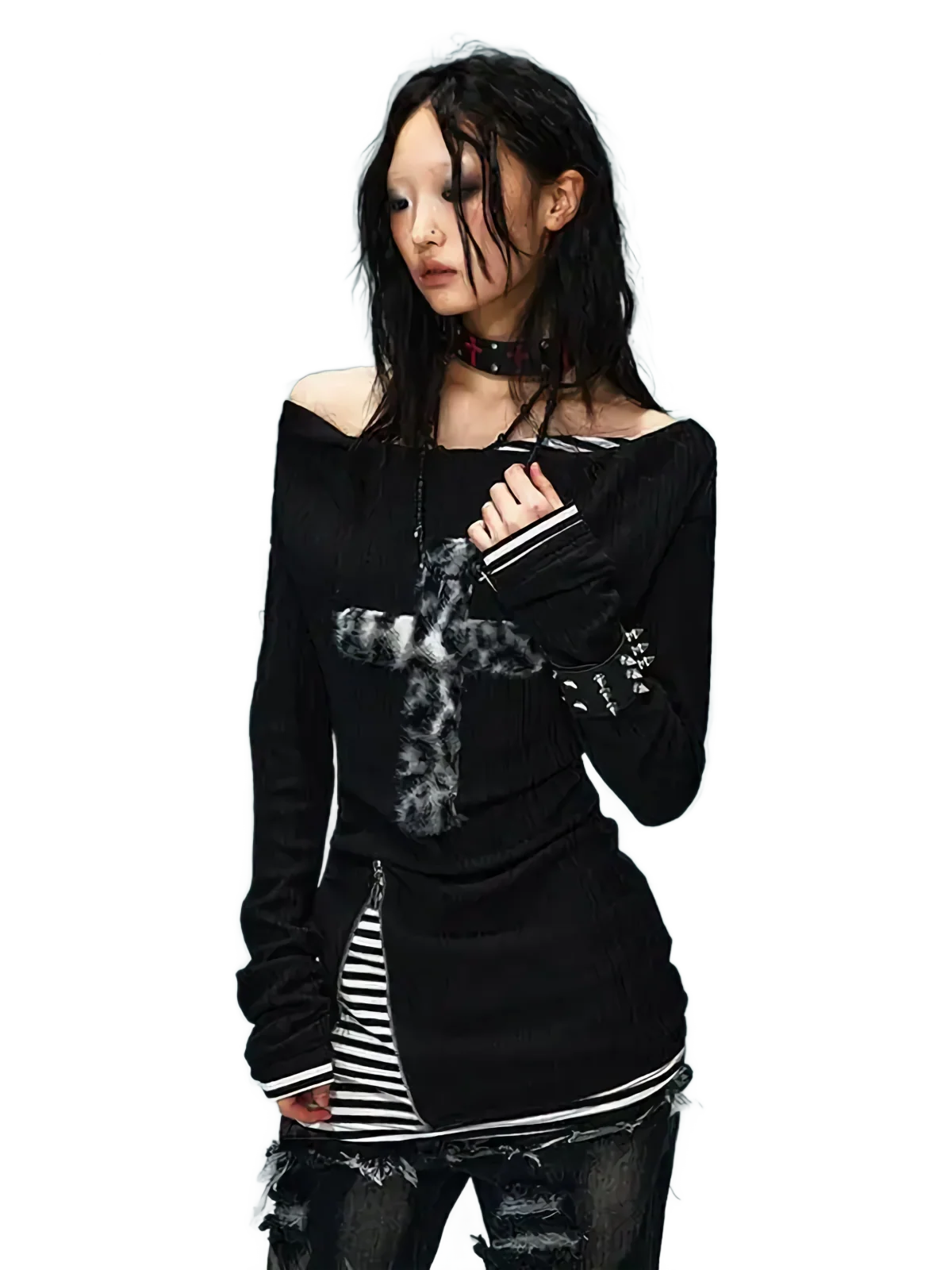 'Abyss' Off-Shoulder Long Sleeve Top - Image 5