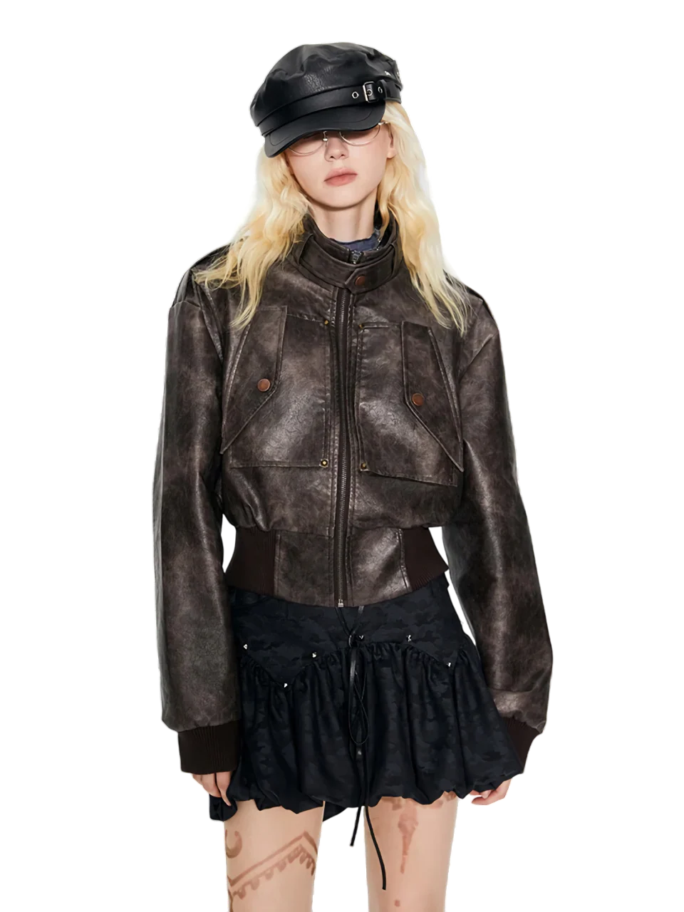 'Ace' Cropped Leather Jacket