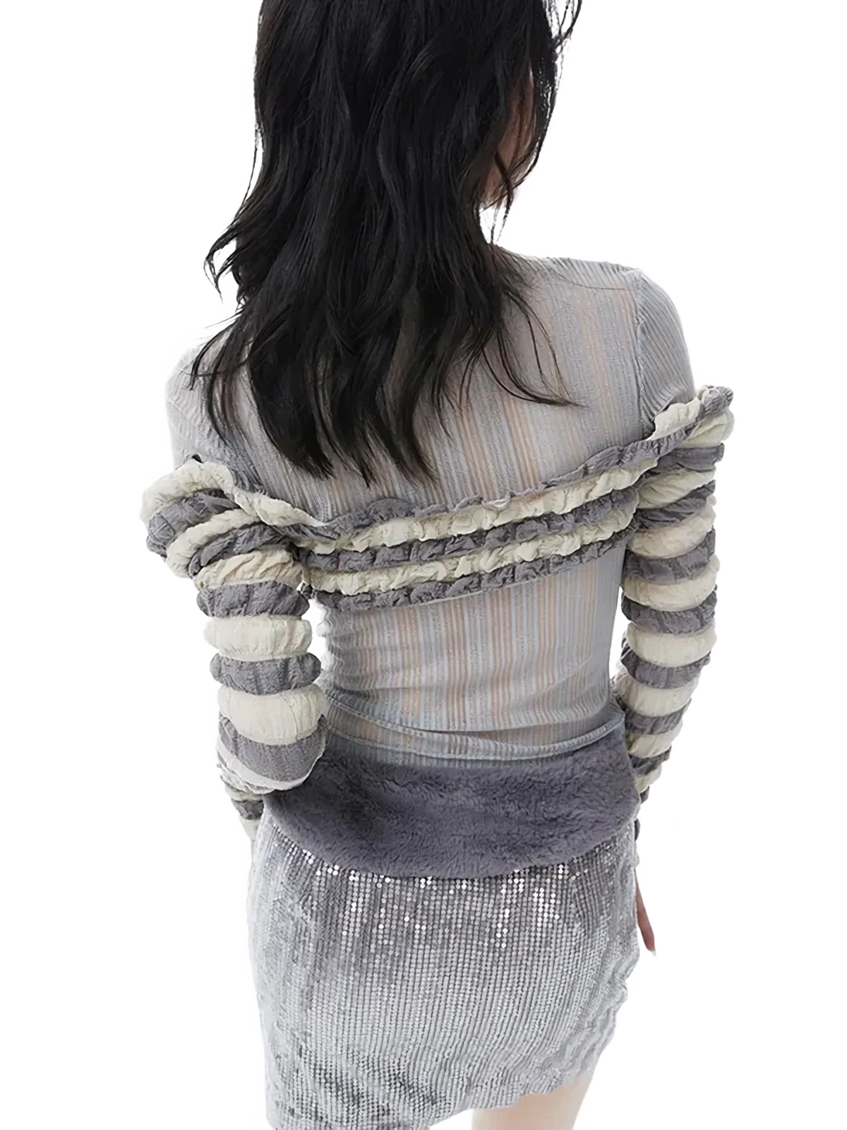 'Achromatic' Ruffled Two Piece Turtleneck - Image 4