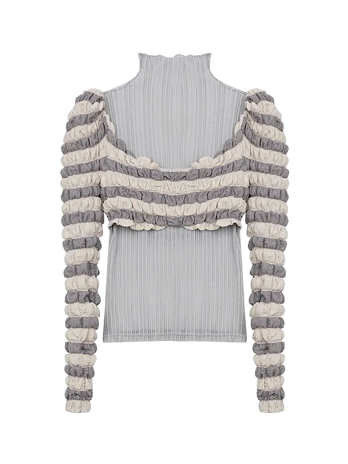 'Achromatic' Ruffled Two Piece Turtleneck - Image 5