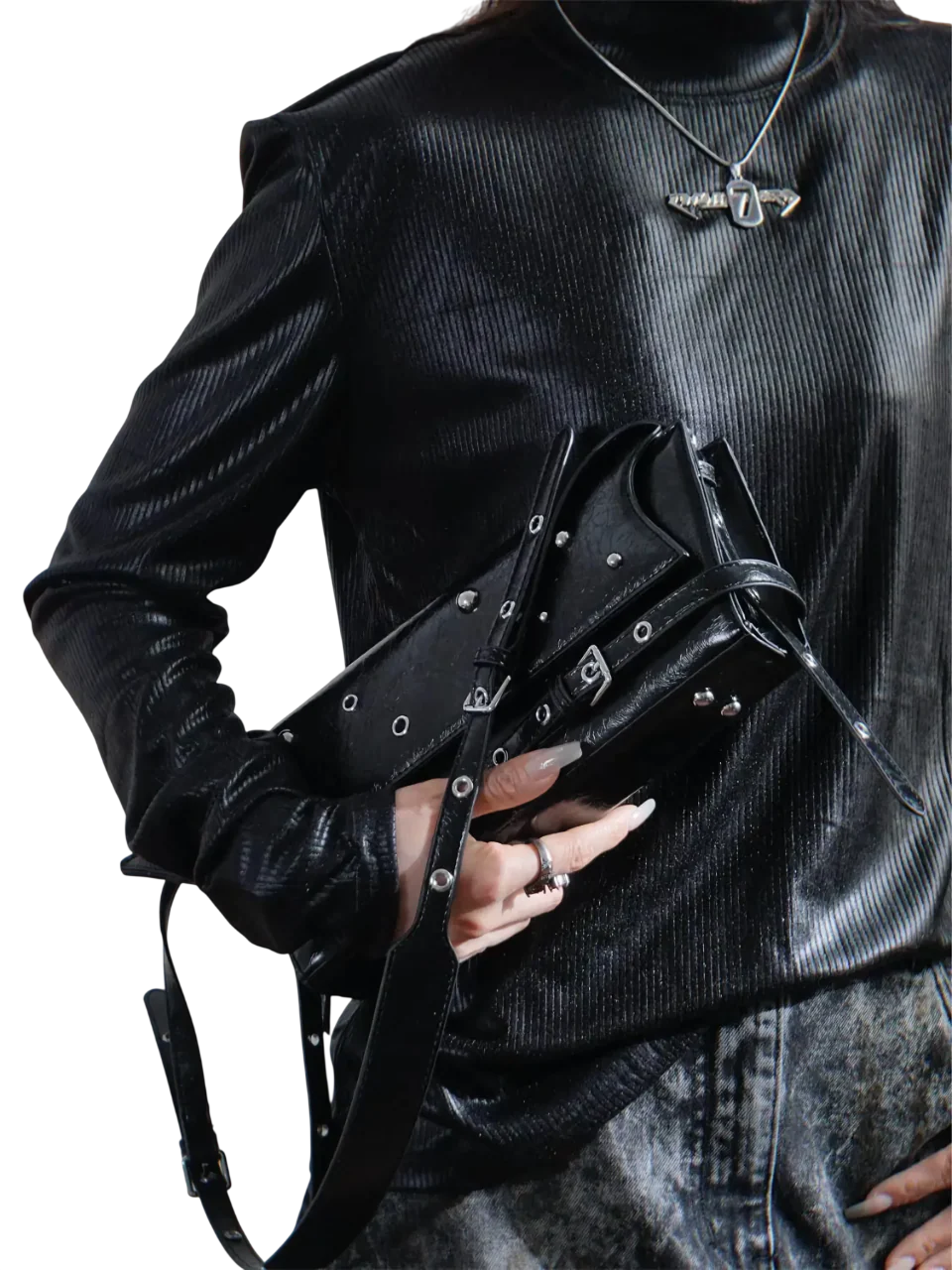 'Aero' Faux Leather Studded Sling Bag - Image 4