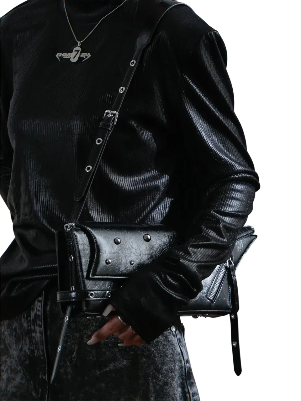 'Aero' Faux Leather Studded Sling Bag - Image 5