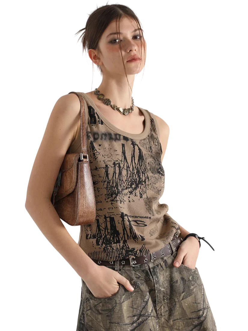 'Aftermath' Distressed Graphic Print Tank Top - Image 2