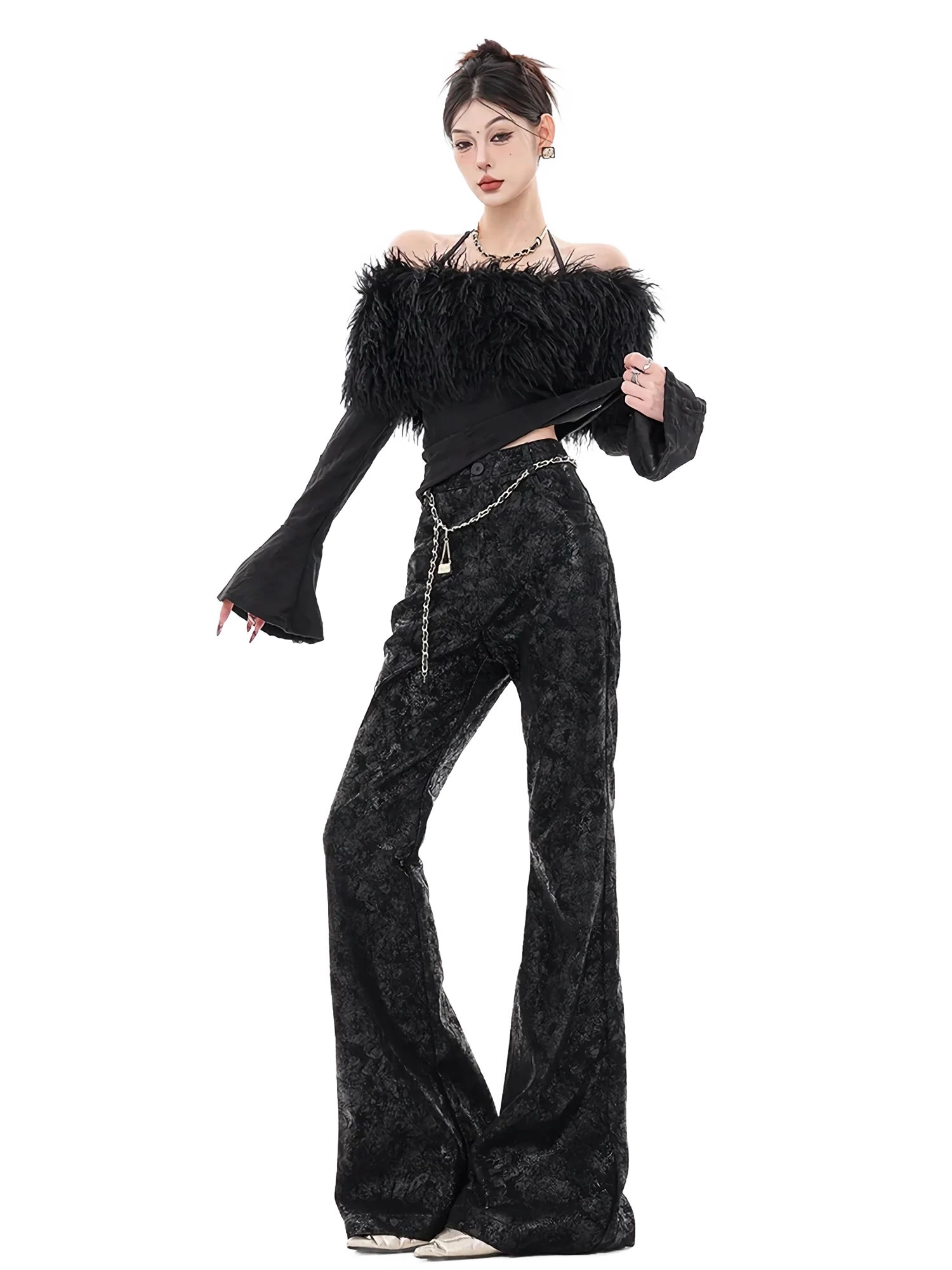 'Allure' Fur-Trimmed Off-Shoulder Top - Image 4