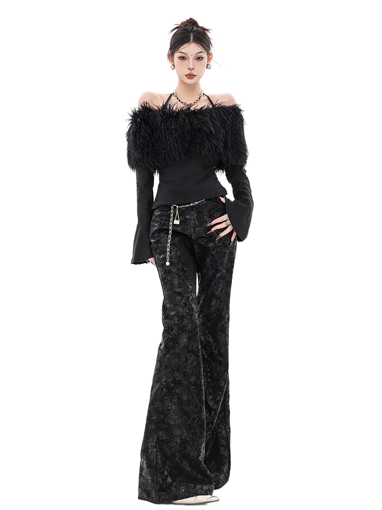 'Allure' Fur-Trimmed Off-Shoulder Top - Image 5