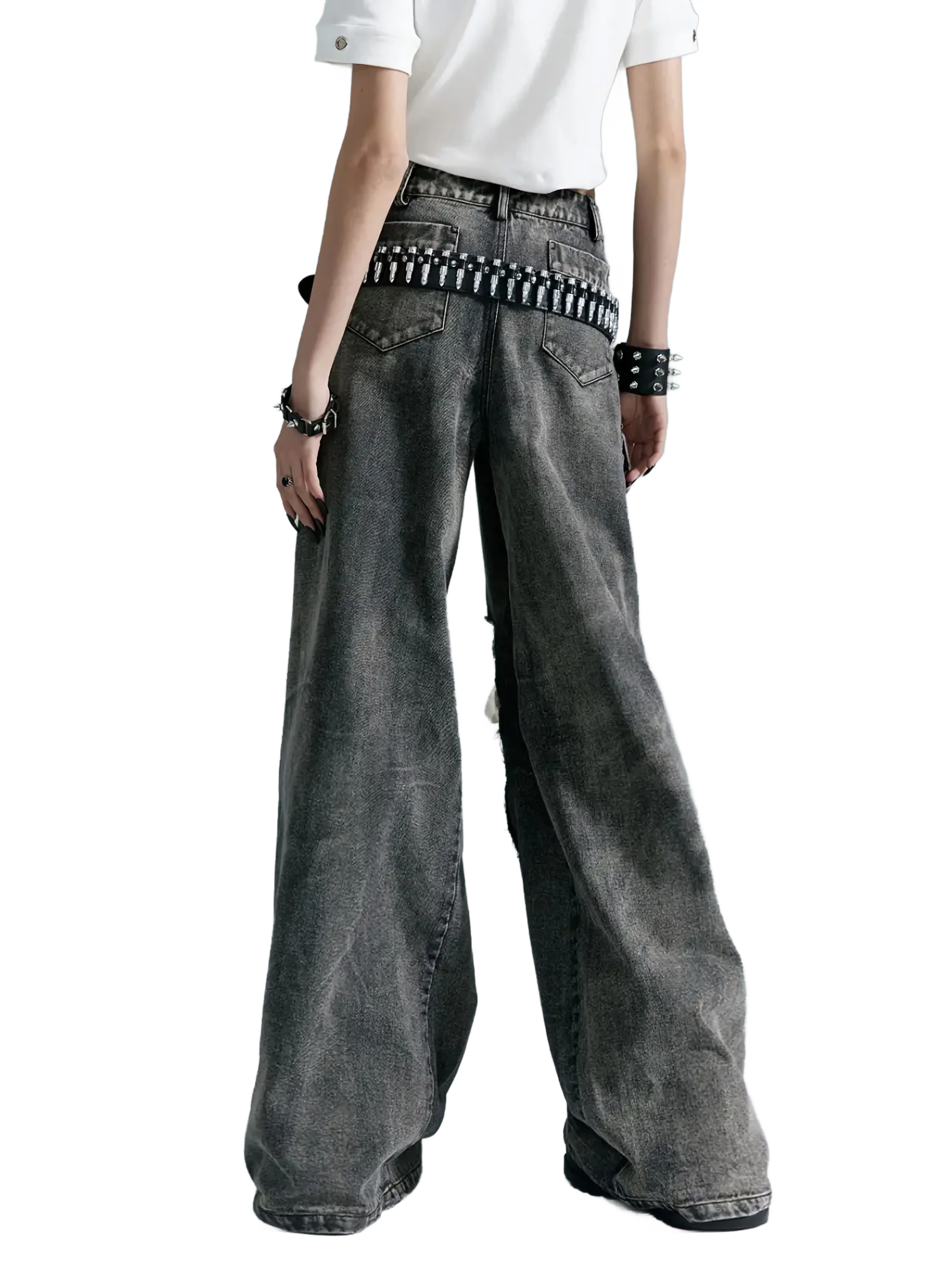 'Anarchy' Distressed Wide-Leg Denim Jeans - Image 5