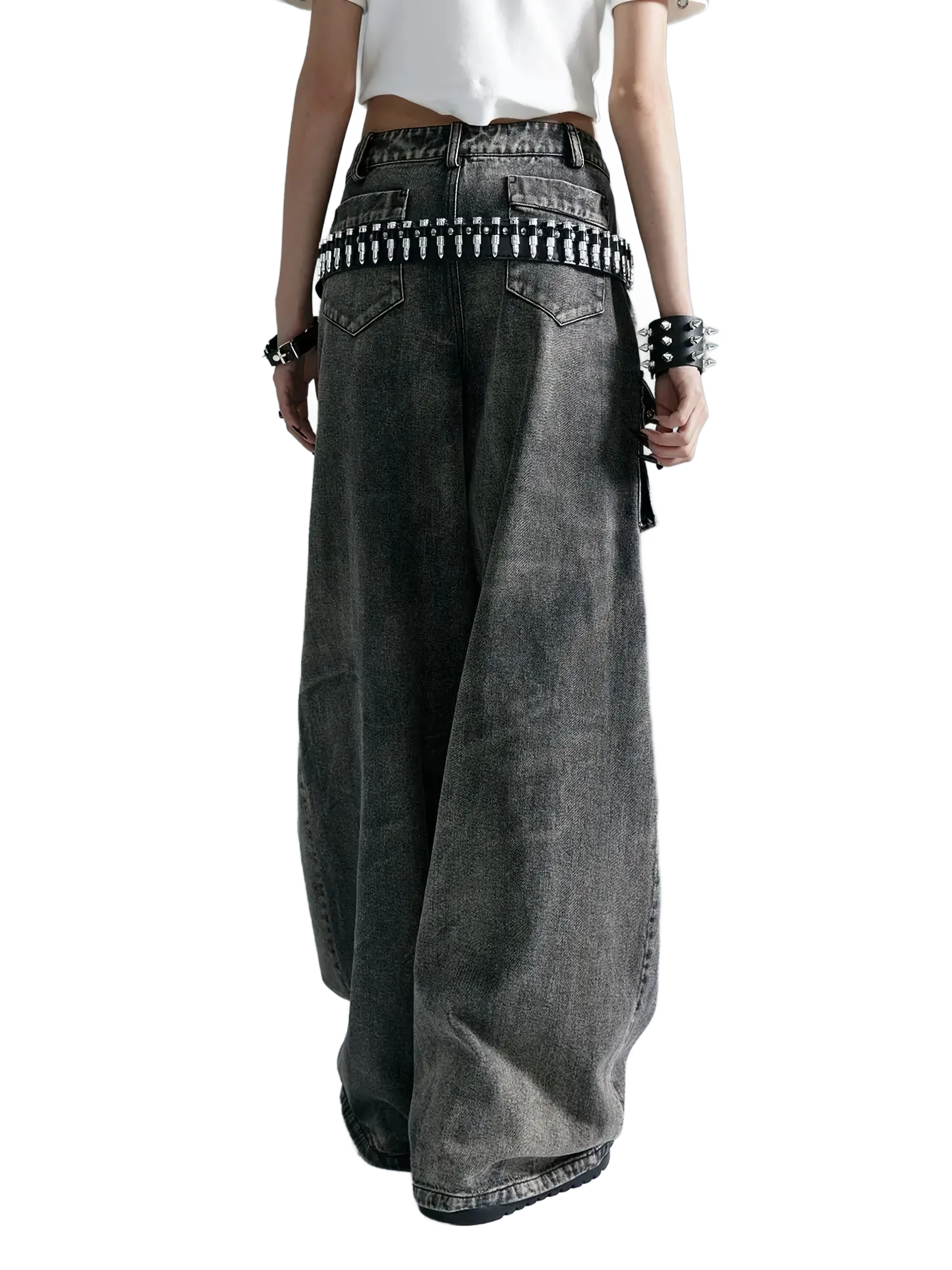 'Anarchy' Distressed Wide-Leg Denim Jeans - Image 6