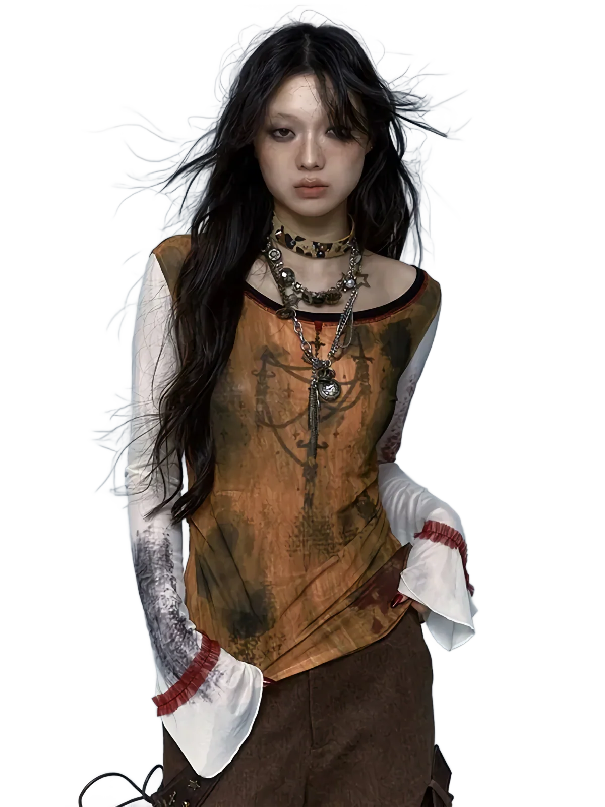 'Baron' Artistic Flare Sleeve Top - Image 2