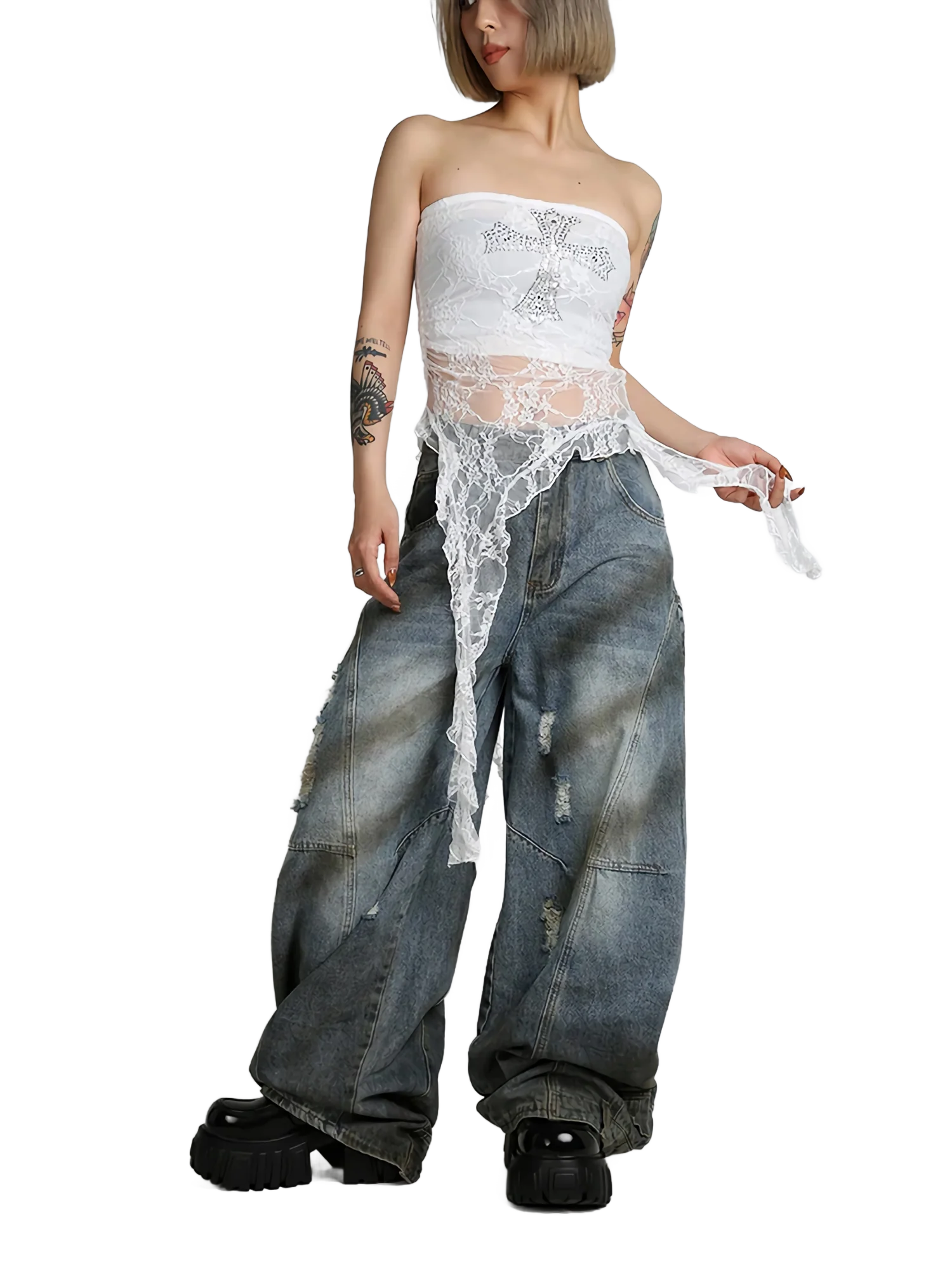 'Binding' Rhinestone Cross Tube Top - Image 3