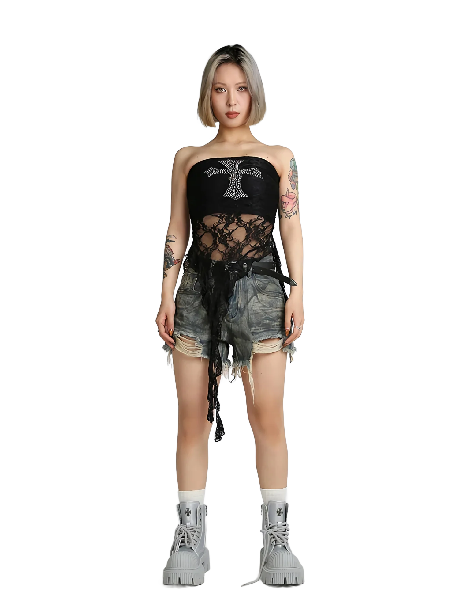 'Binding' Rhinestone Cross Tube Top - Image 5