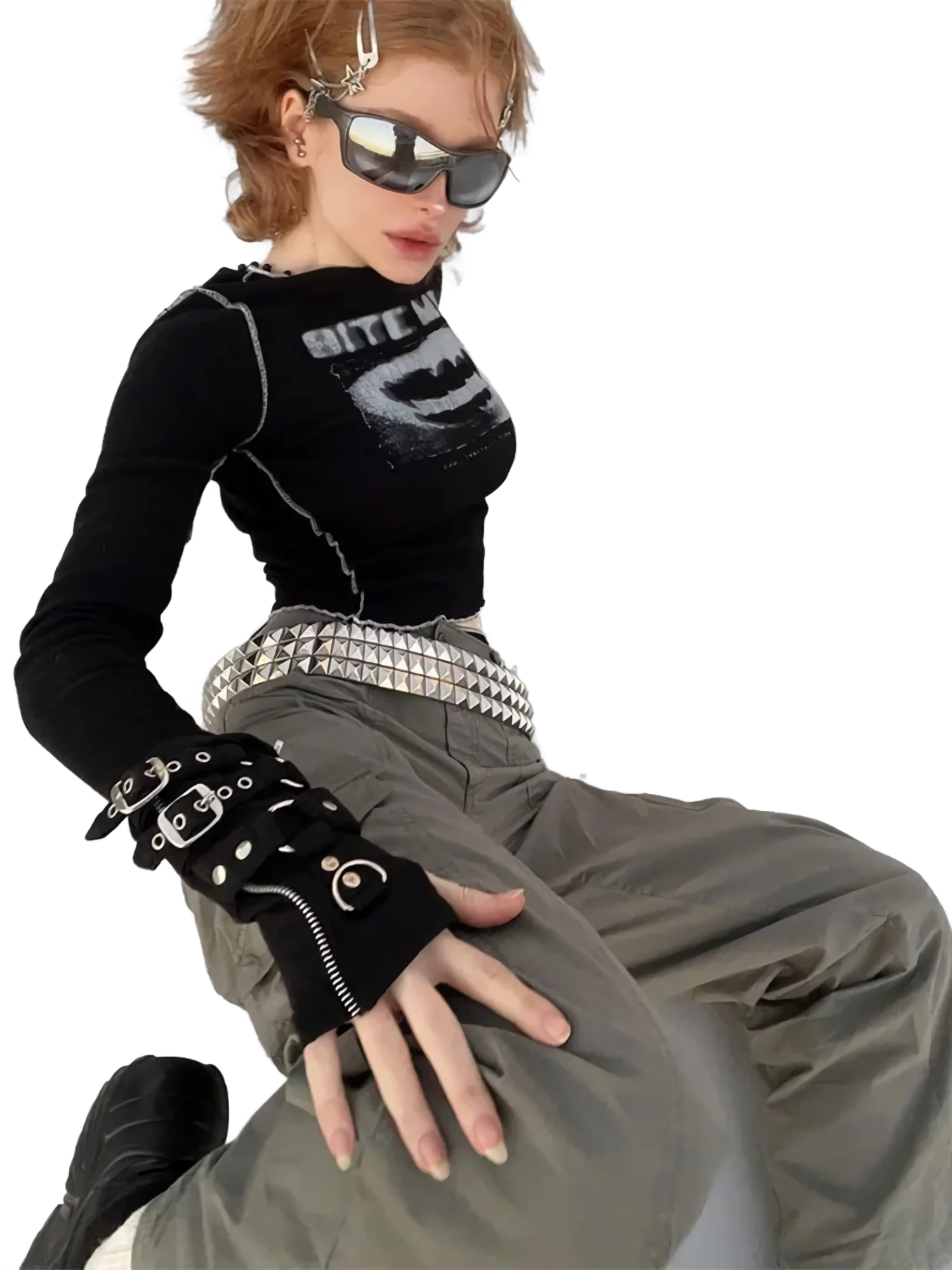 'Bite Me' Cropped Long Sleeve Tee - Image 3