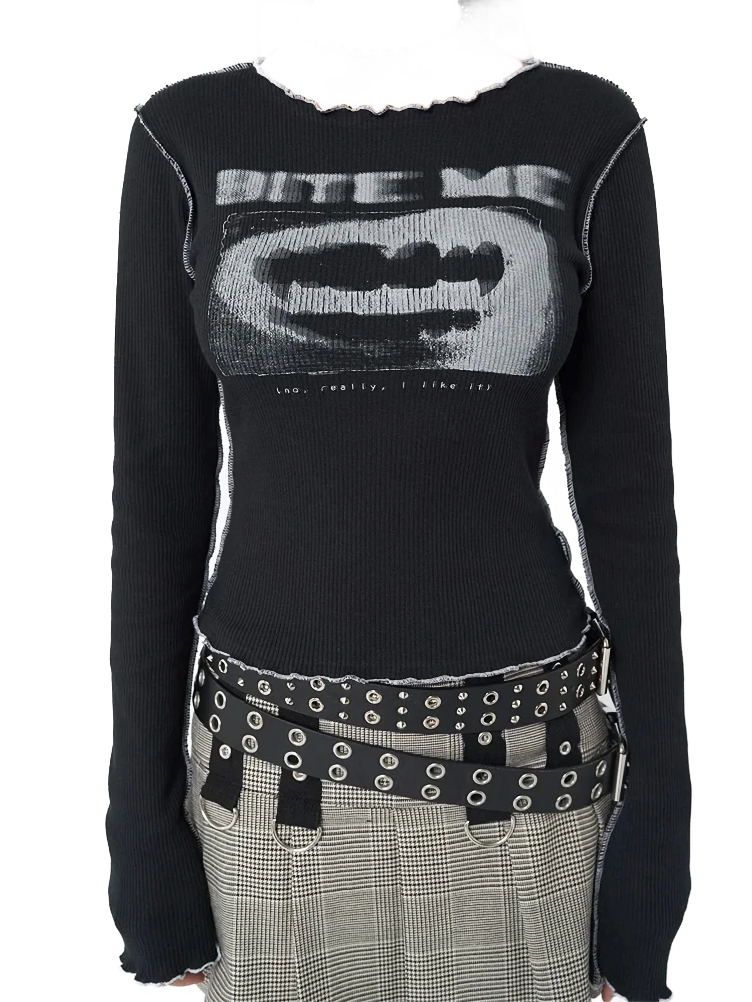 'Bite Me' Cropped Long Sleeve Tee - Image 6