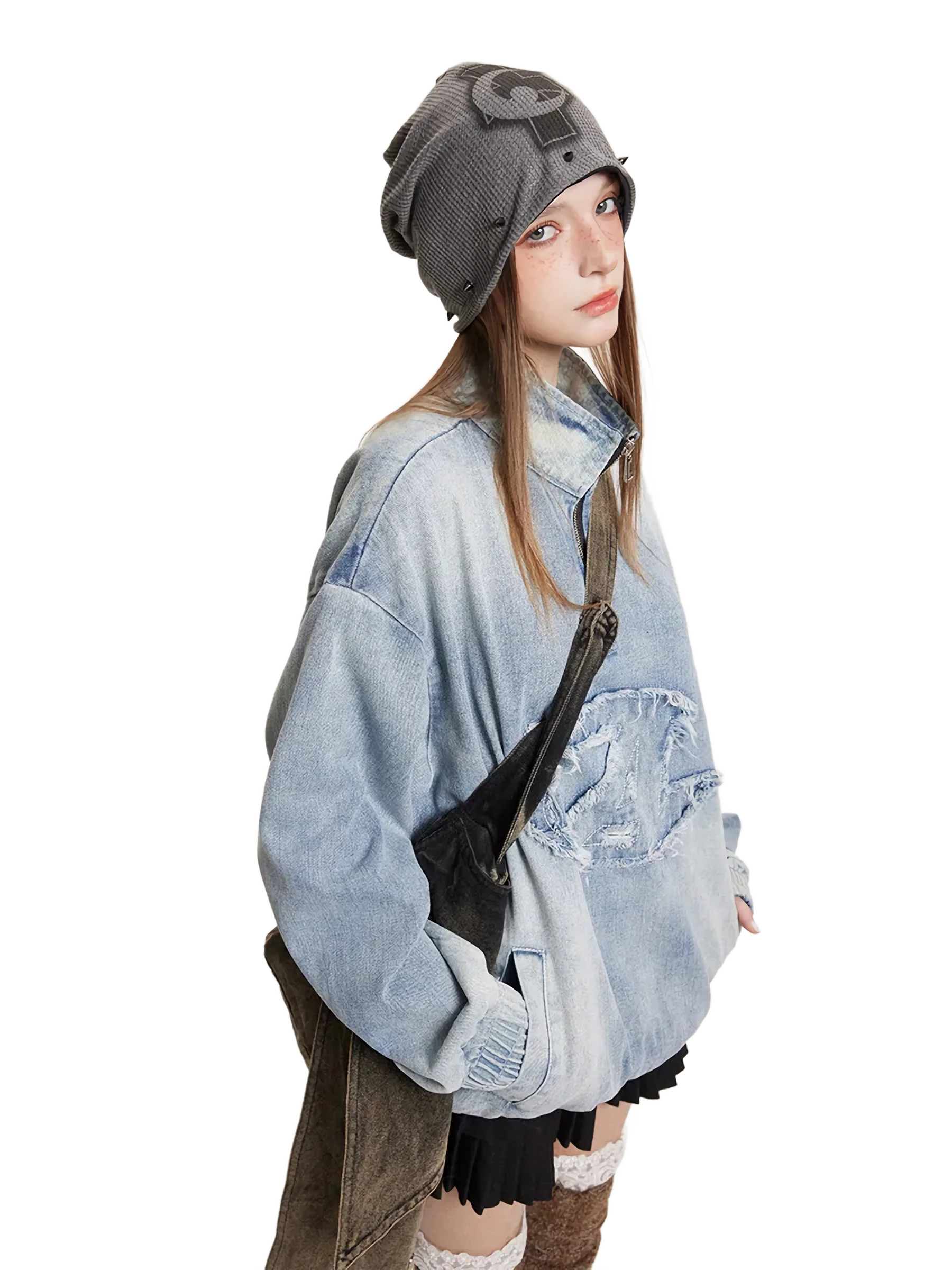'Blue Moon' Half Zip Denim Pullover - Image 3