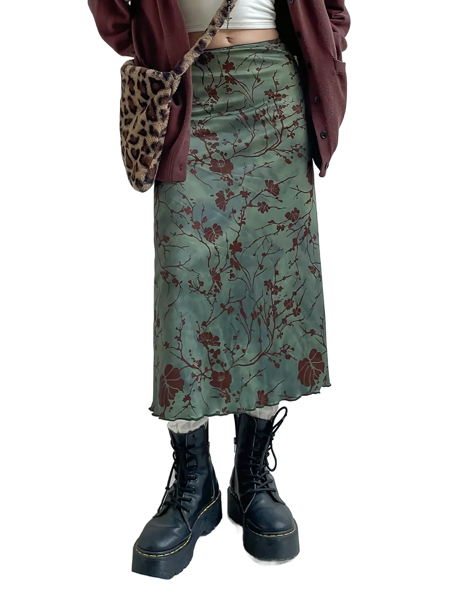 Botanical Satin Midi Skirt - Image 2