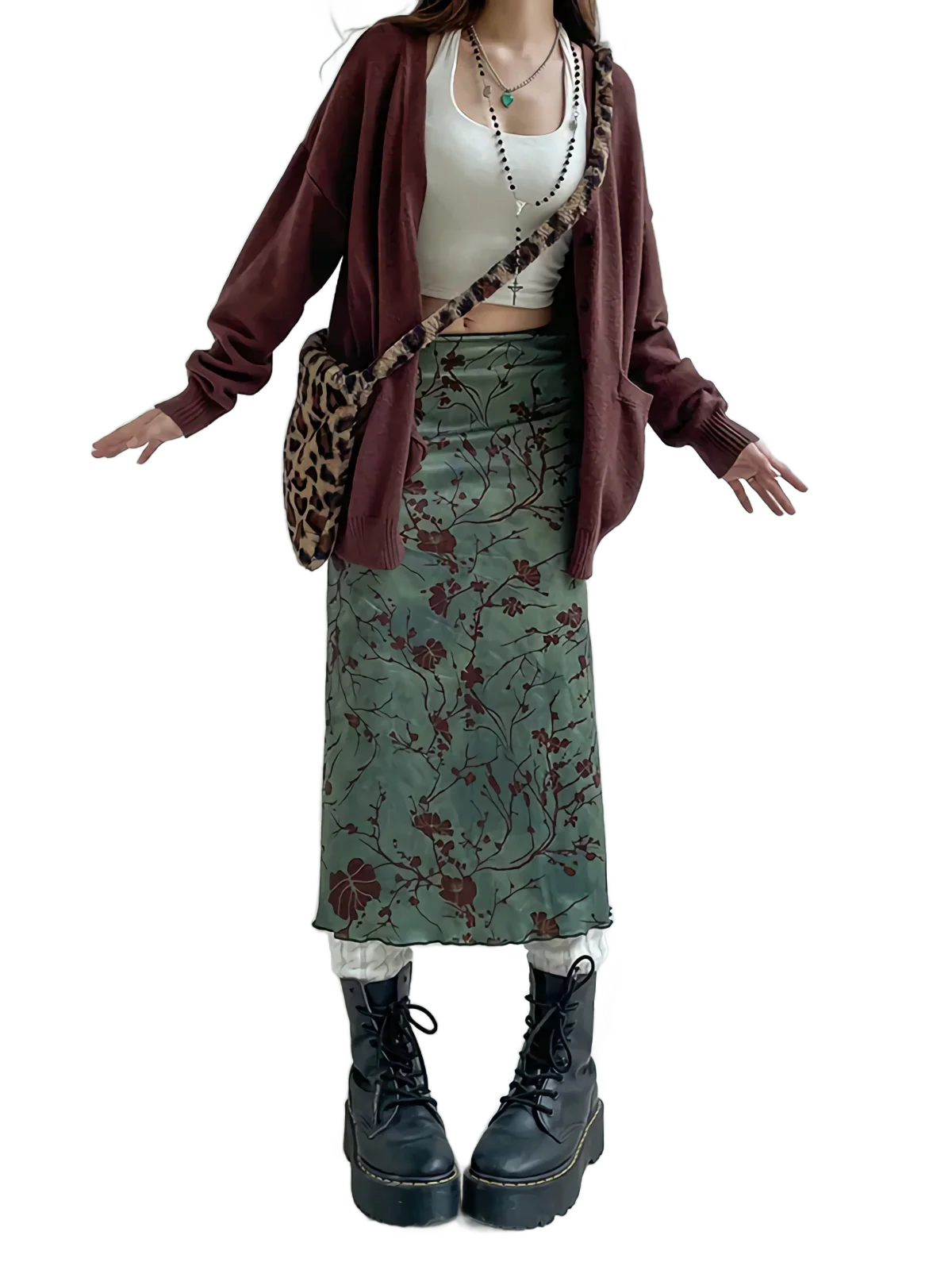 Botanical Satin Midi Skirt - Image 3