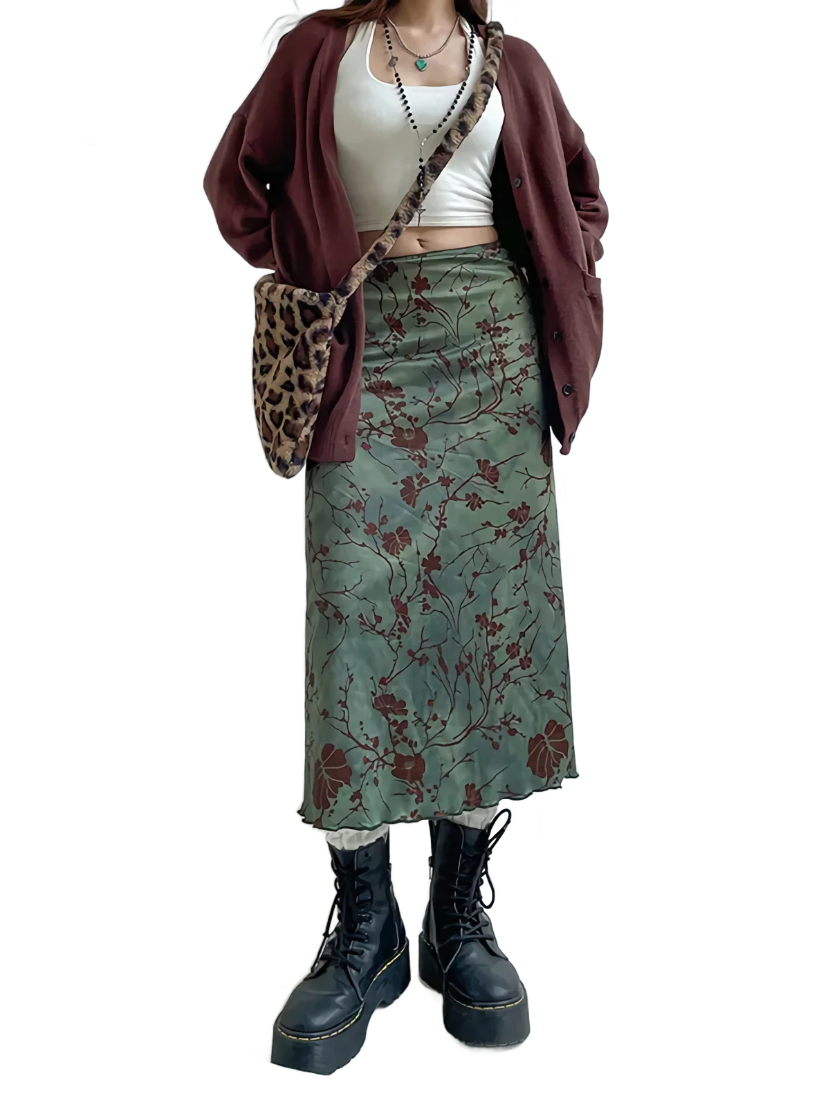 Botanical Satin Midi Skirt - Image 4