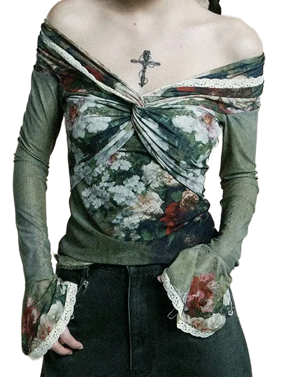 'Bouquet' Off-Shoulder Flare Top