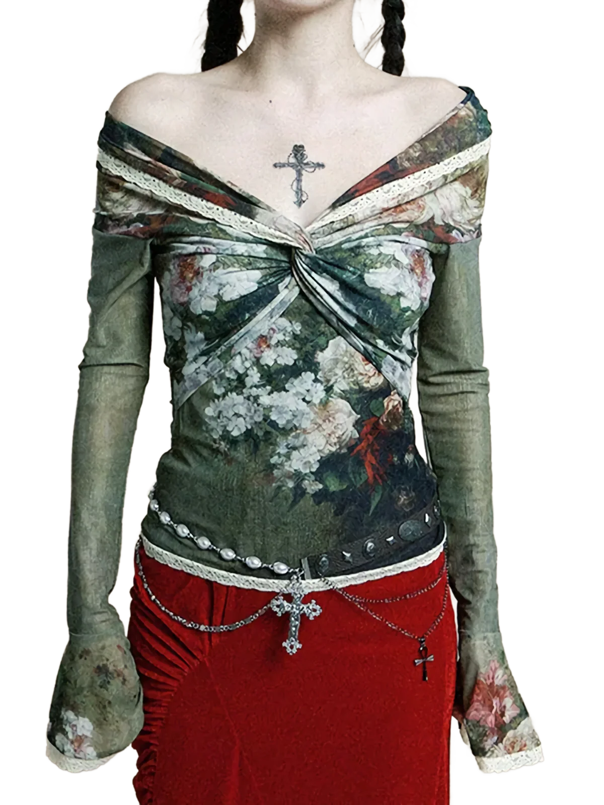 'Bouquet' Off-Shoulder Flare Top - Image 2