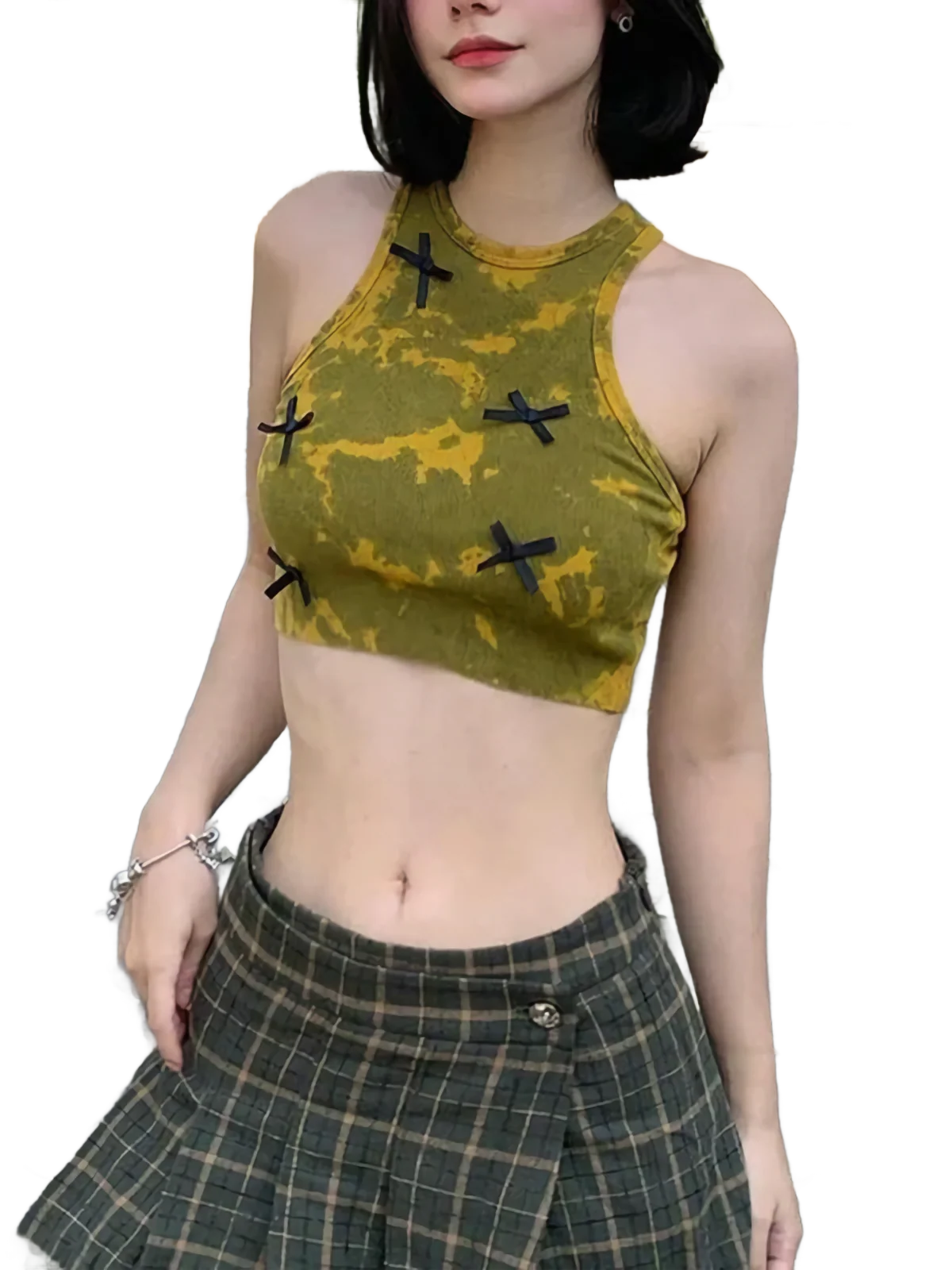 Camo Knit Cropped Tank Top