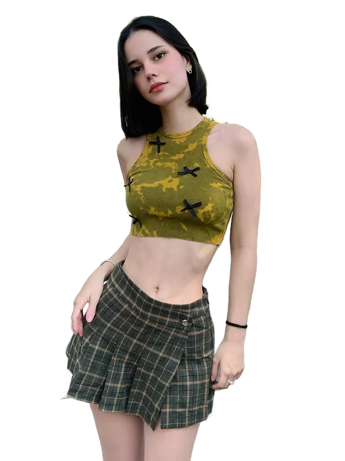 Camo Knit Cropped Tank Top - Image 2