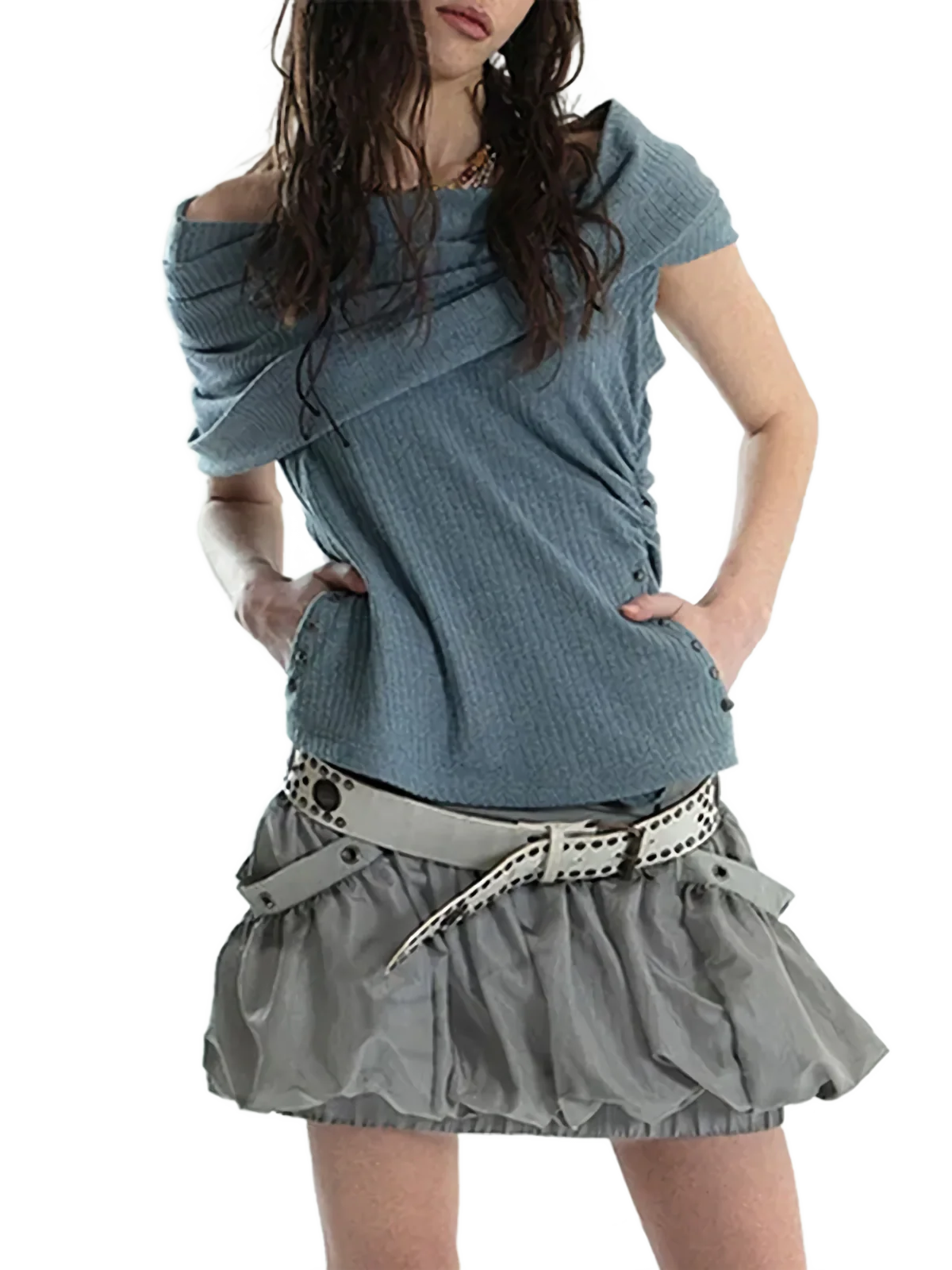 'Cavum' Ribbed Knit Tank Top with Oversized Hood - Image 6