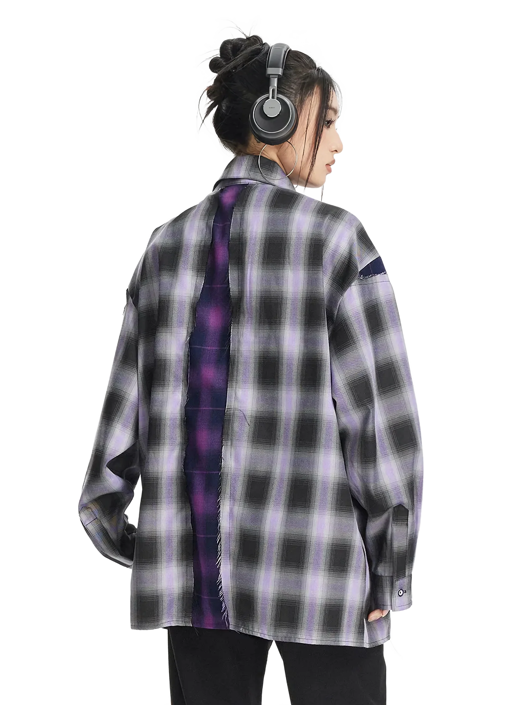 'Chaos' Distressed Plaid Button Up Shirt - Image 3
