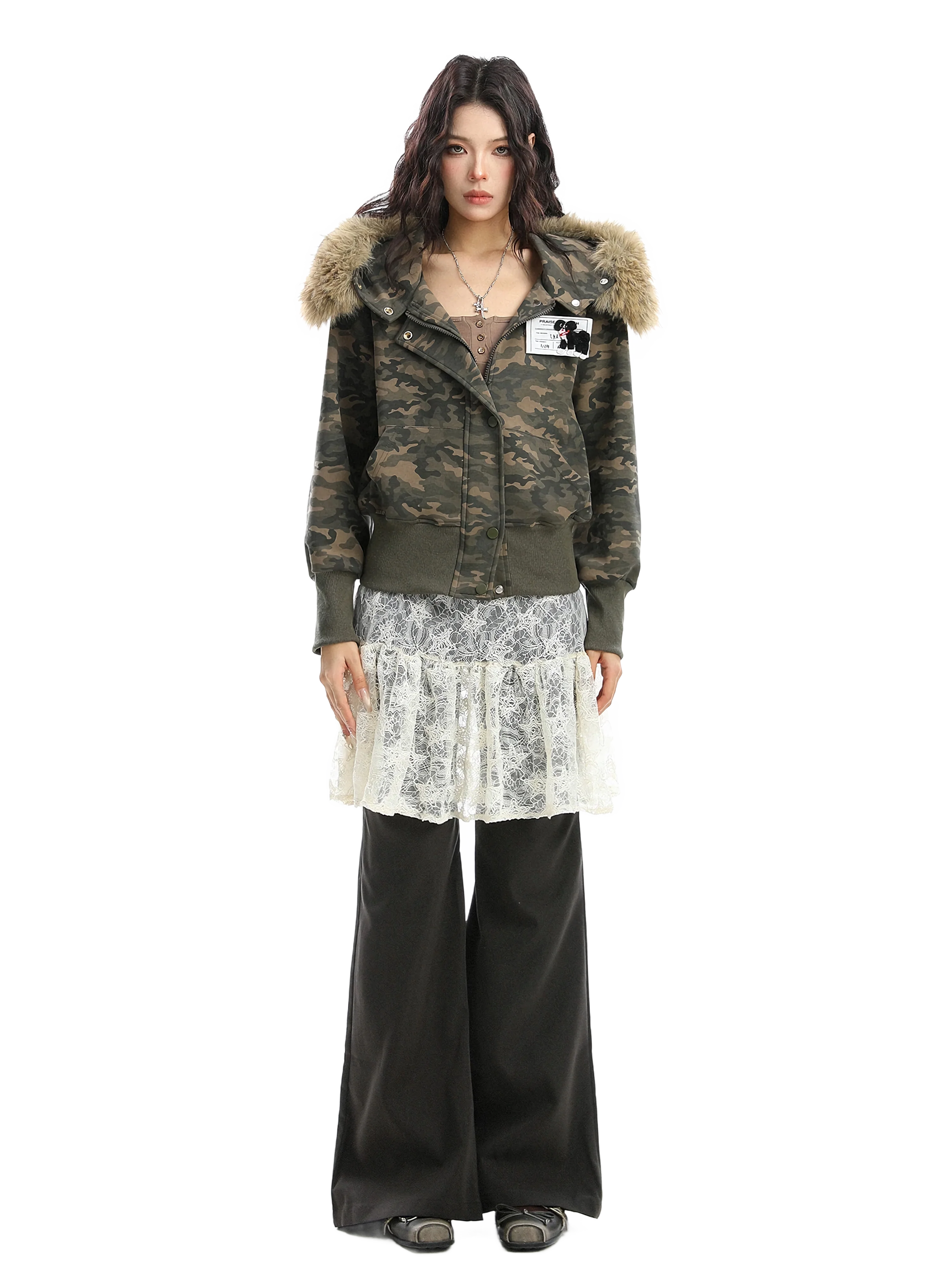 'Cipher' Fur-Trimmed Cropped Cotton Hoodie - Image 6
