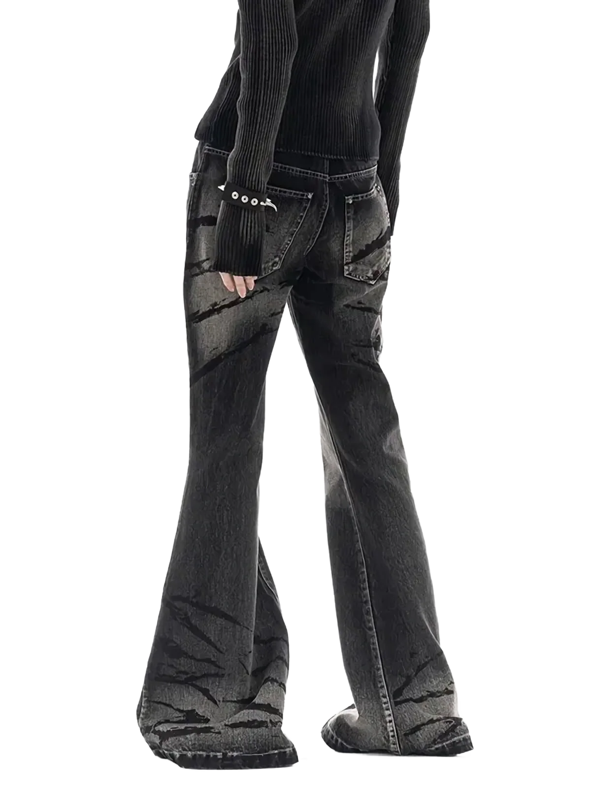 'Claw' Flare Leg Black Denim Jeans - Image 2