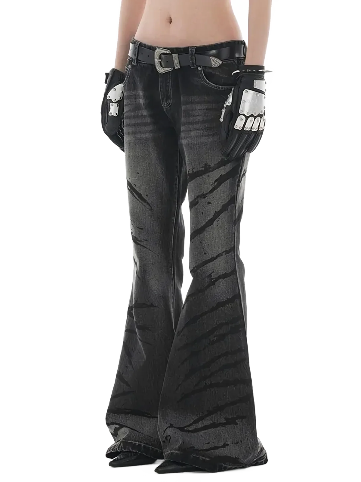 'Claw' Flare Leg Black Denim Jeans - Image 3