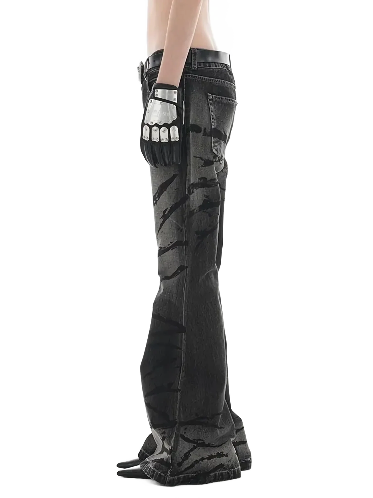 'Claw' Flare Leg Black Denim Jeans - Image 4