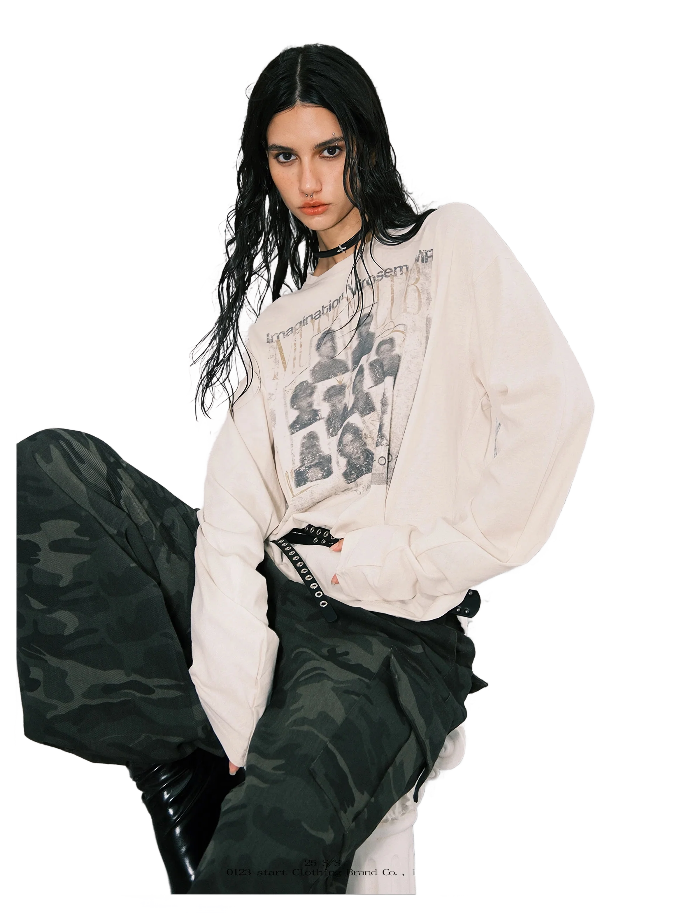'Codex' Oversized Long Sleeve Cotton Tee - Image 3