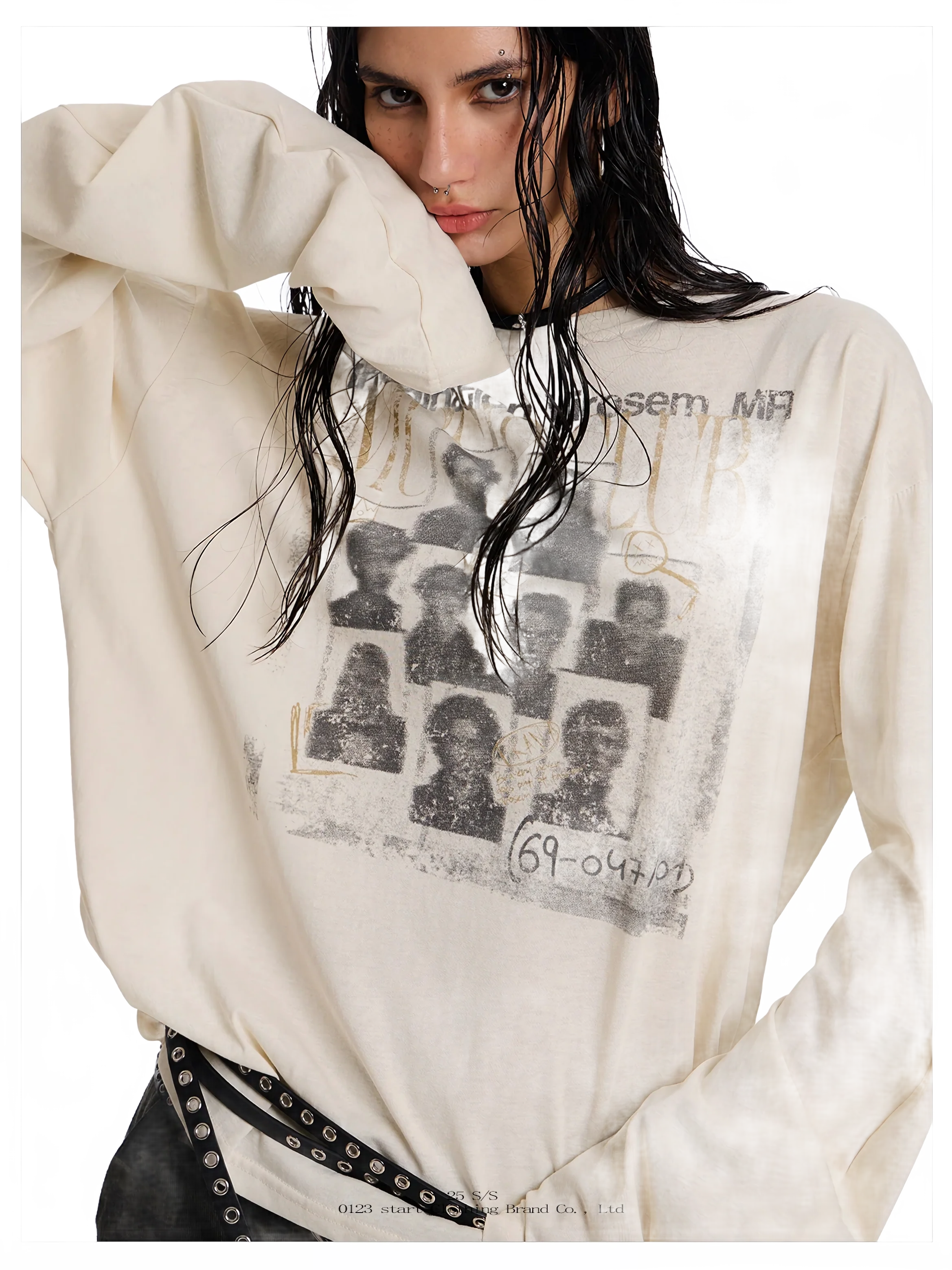 'Codex' Oversized Long Sleeve Cotton Tee - Image 5
