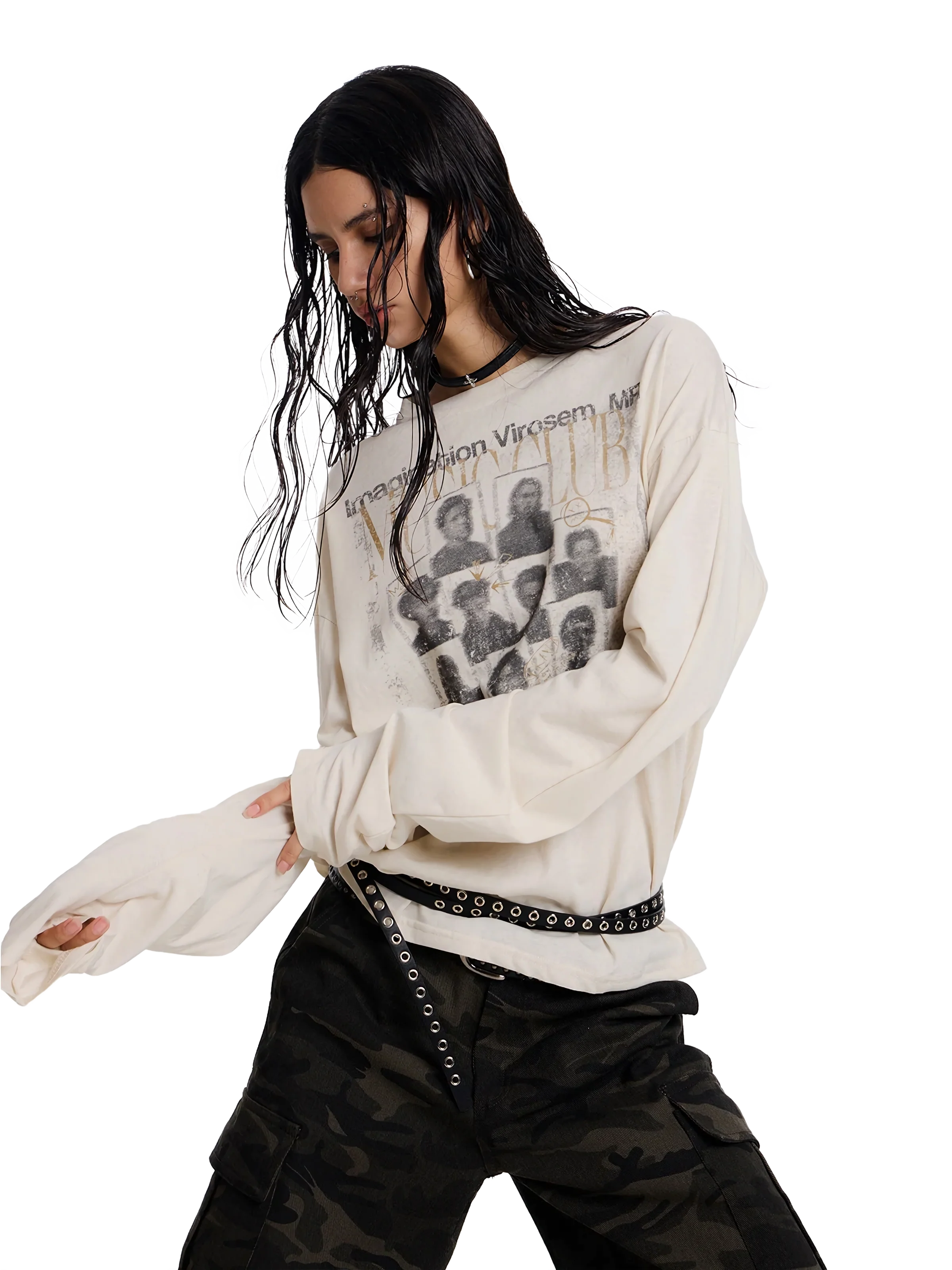 'Codex' Oversized Long Sleeve Cotton Tee - Image 8