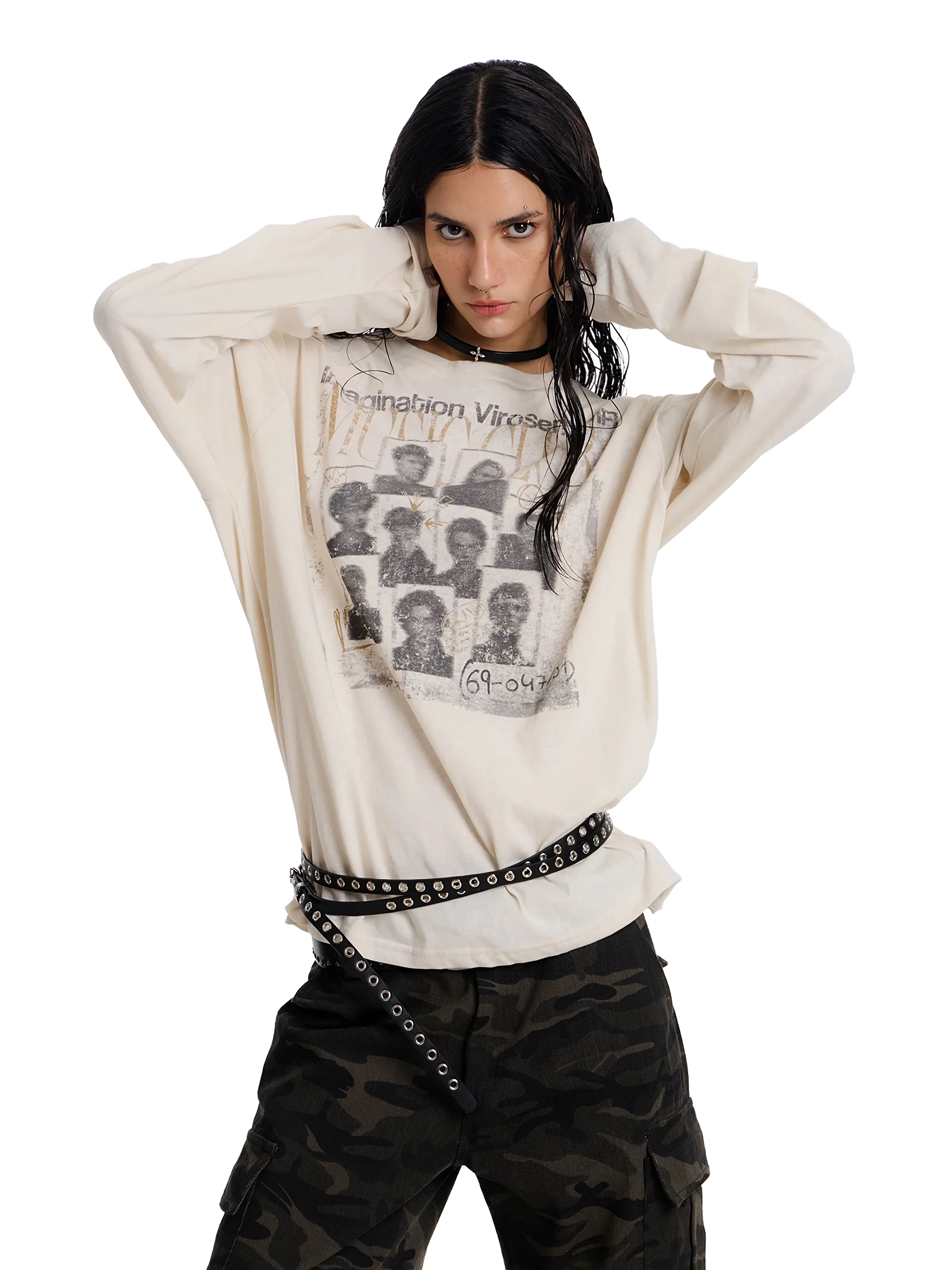 'Codex' Oversized Long Sleeve Cotton Tee - Image 9