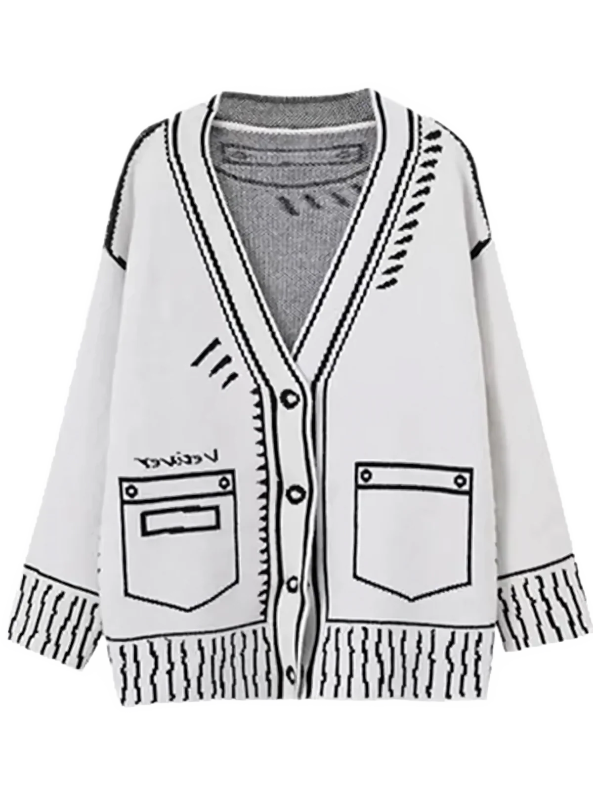 Contrast Trim Button Up Knit Cardigan - Image 6