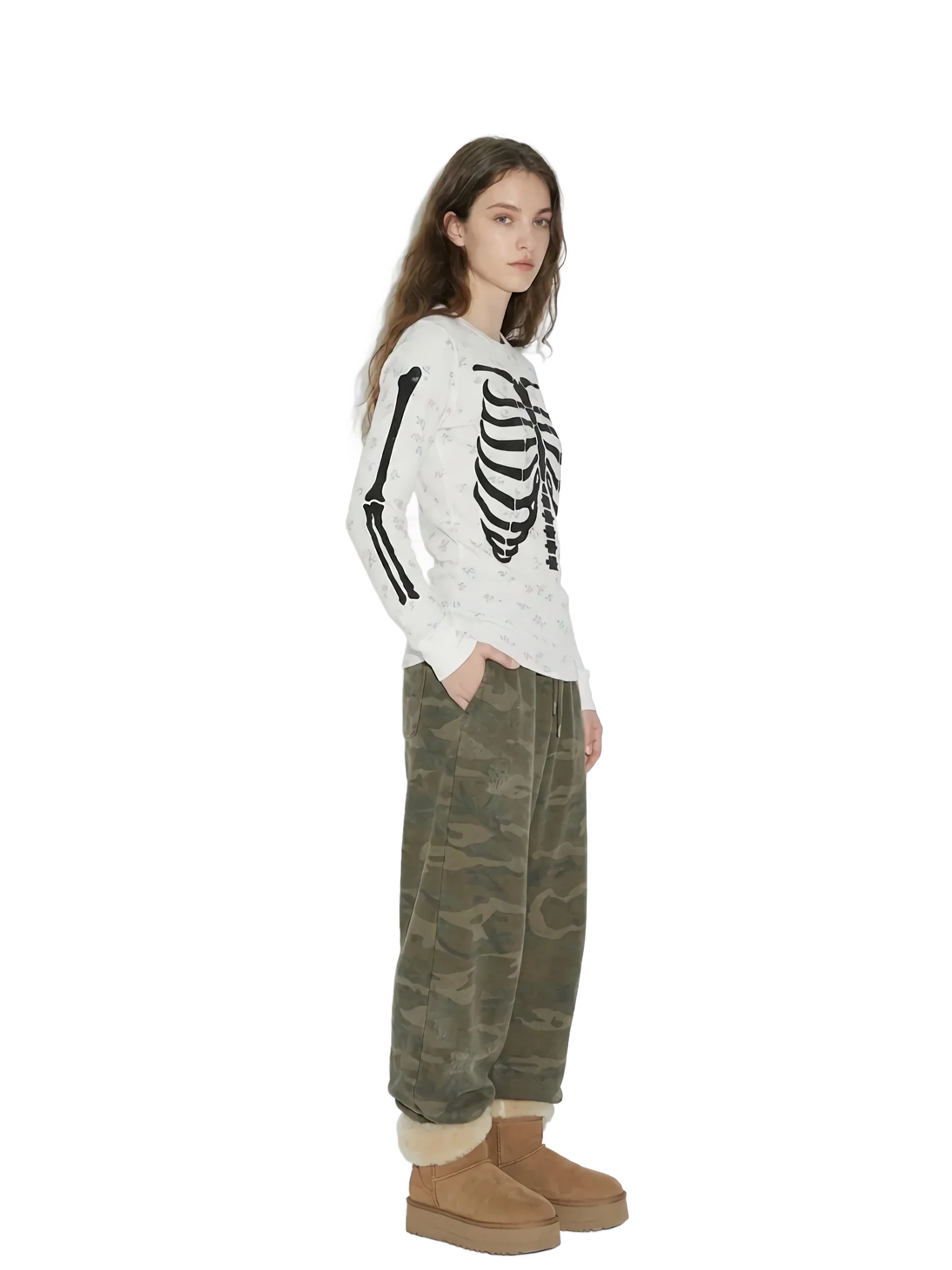 Cotton Floral Skeleton Long Sleeve Tee - Image 4