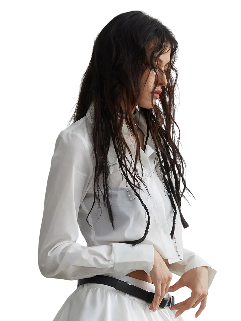 Cropped Button-Up Cotton Blouse