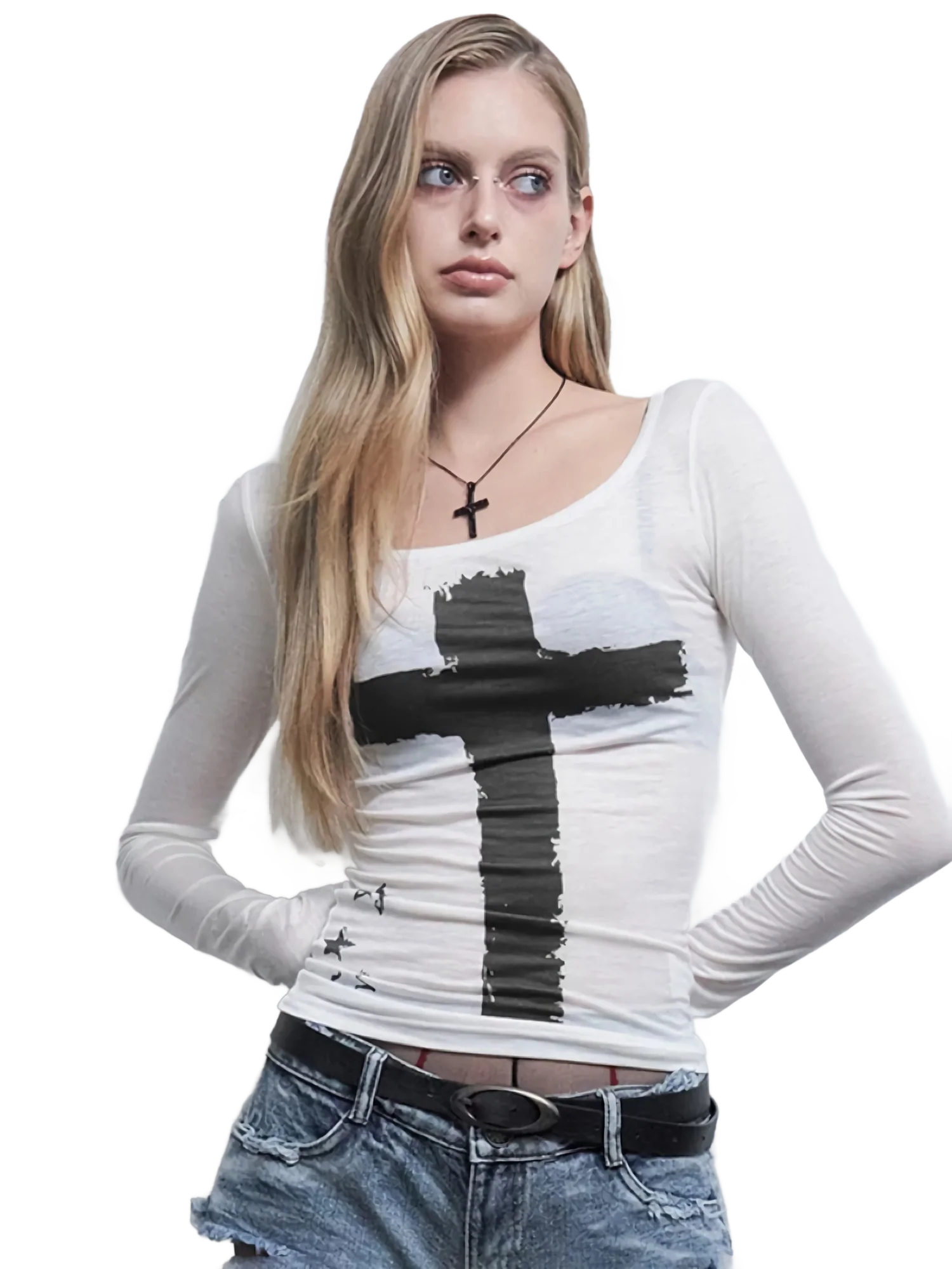 'Cruciform' Sheer Long Sleeve Tee - Image 2