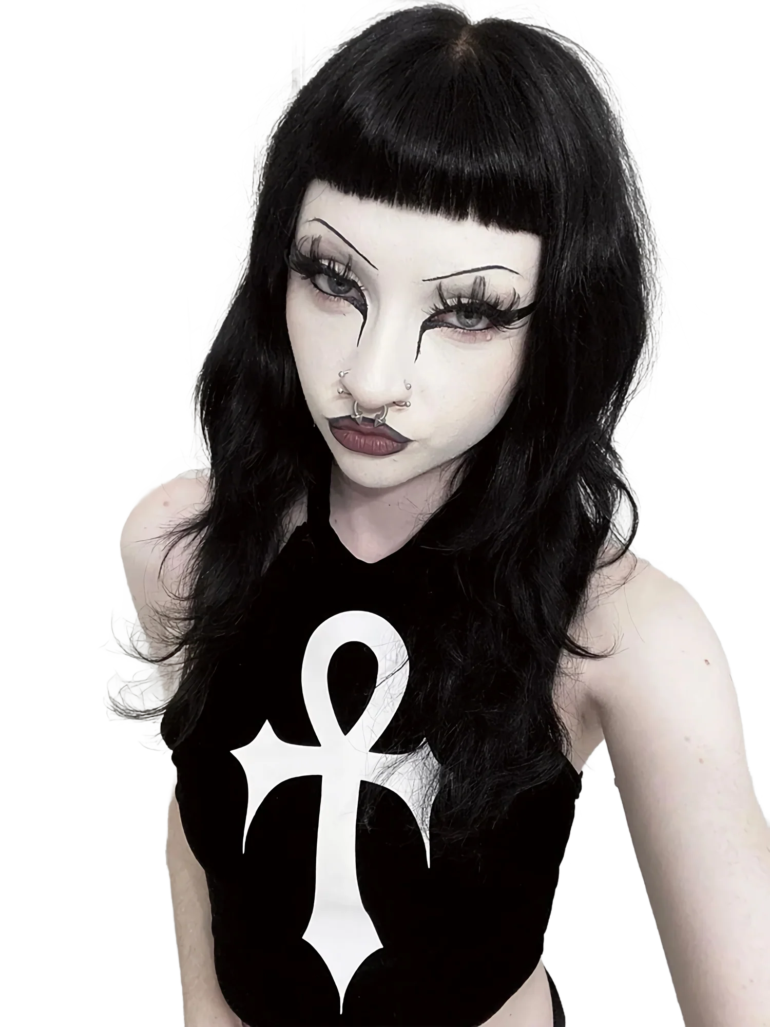 'Crux Ansata' Custom Print Cropped Cotton Tank Top - Image 2