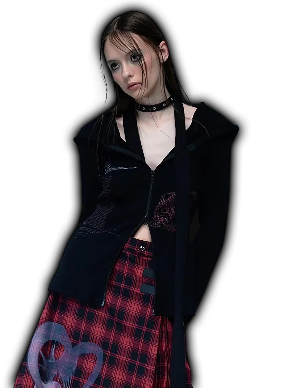 'Cyber' Double-Zip Graphic Print Hoodie - Image 5