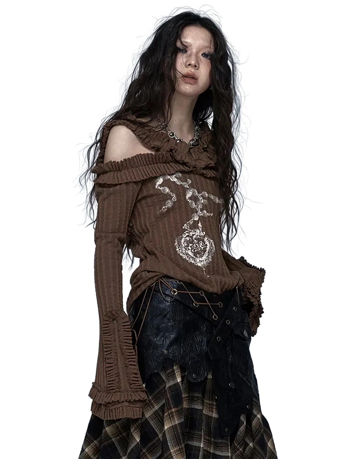 Dark Masterpiece Off-Shoulder Long Sleeve Tee - Image 5
