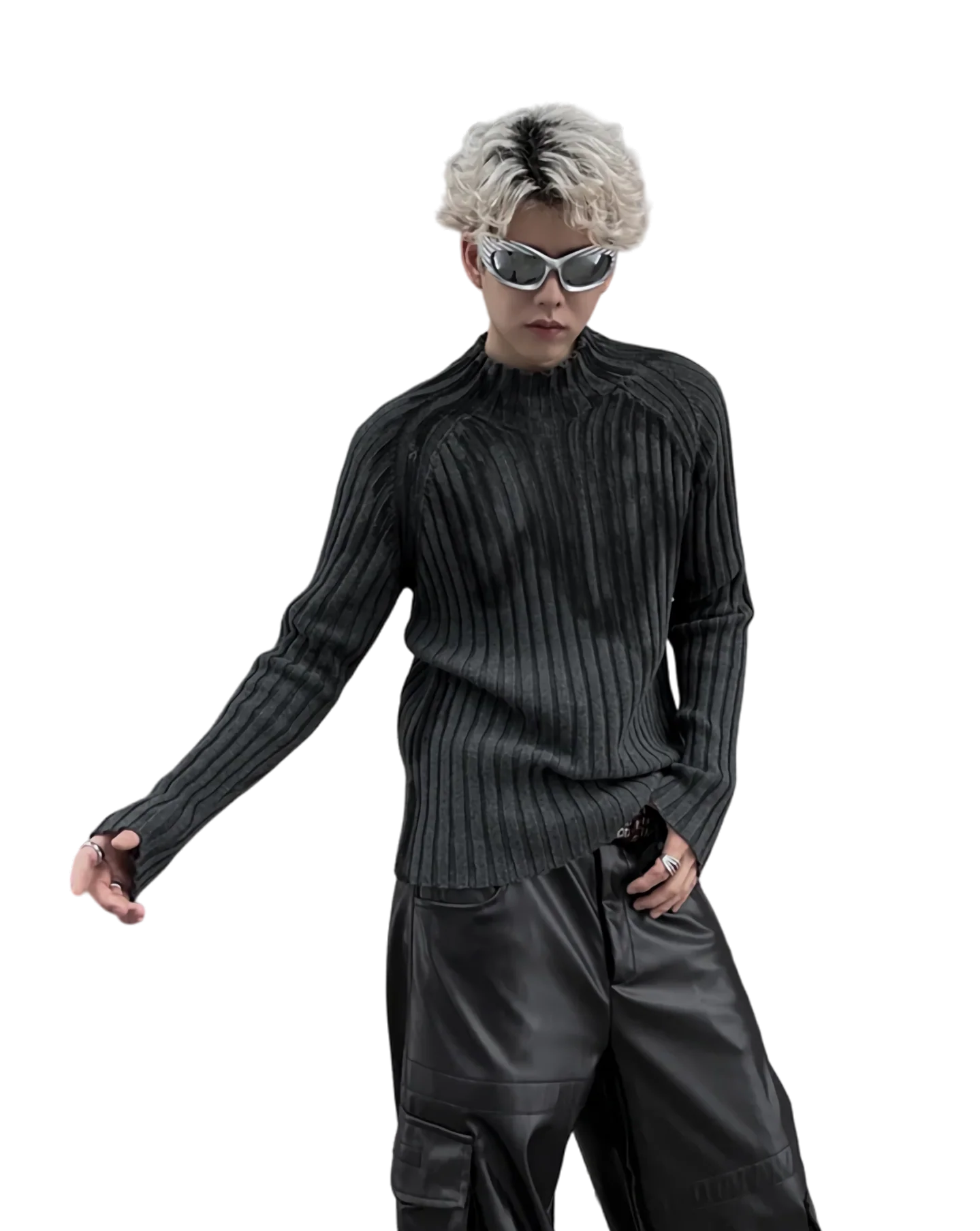 'Daub' High-Neck Ribbed Knit Sweater - Image 5