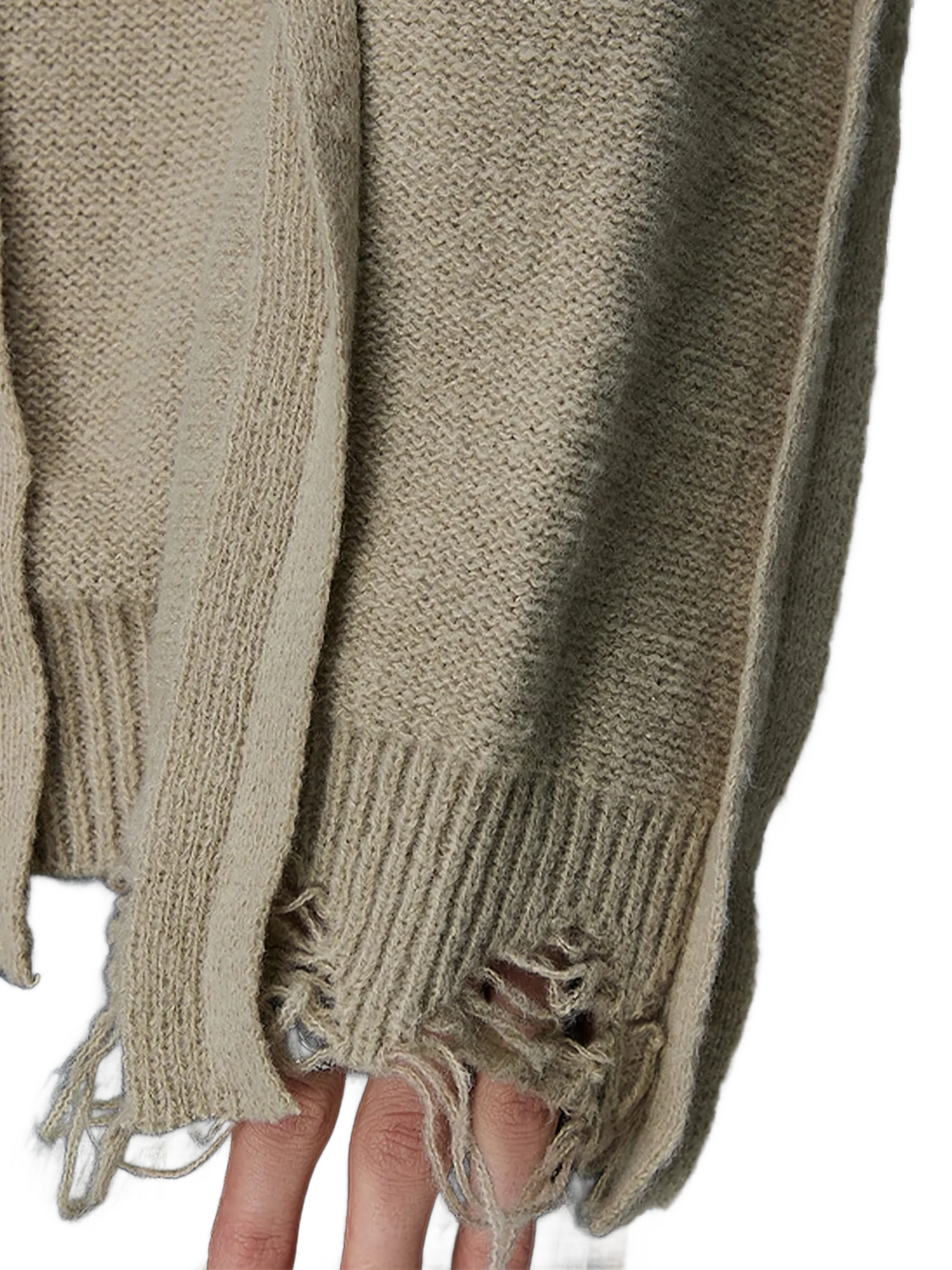 Distressed Loop-Textured Sweater in Neutral Tone - Image 5