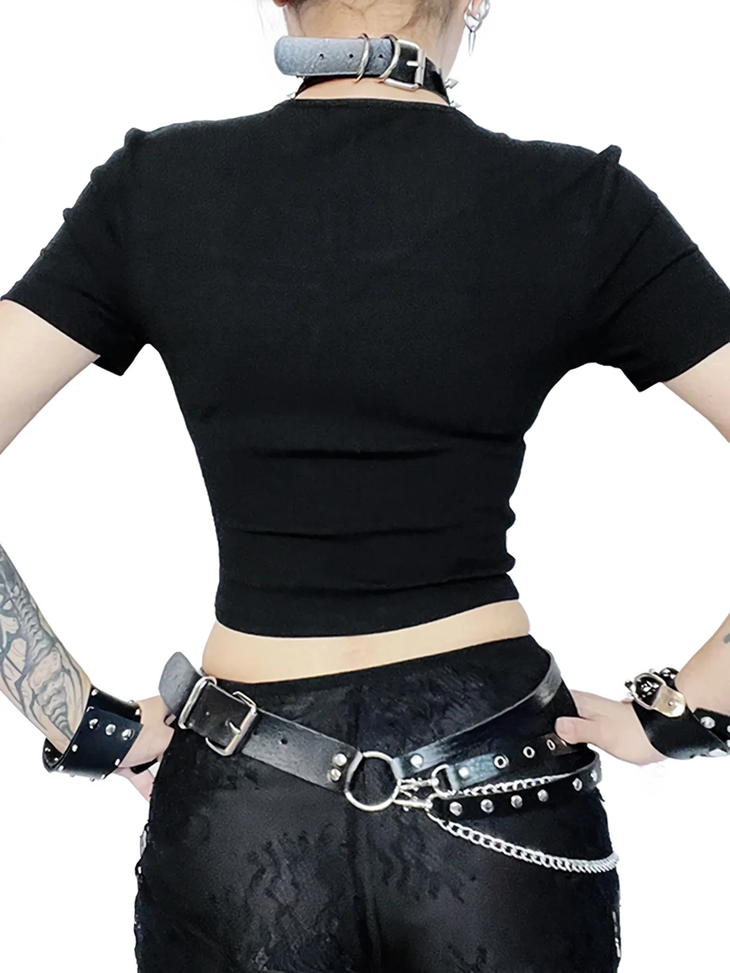 'Divine Silhouette' Mesh Cross Crop Top - Image 4