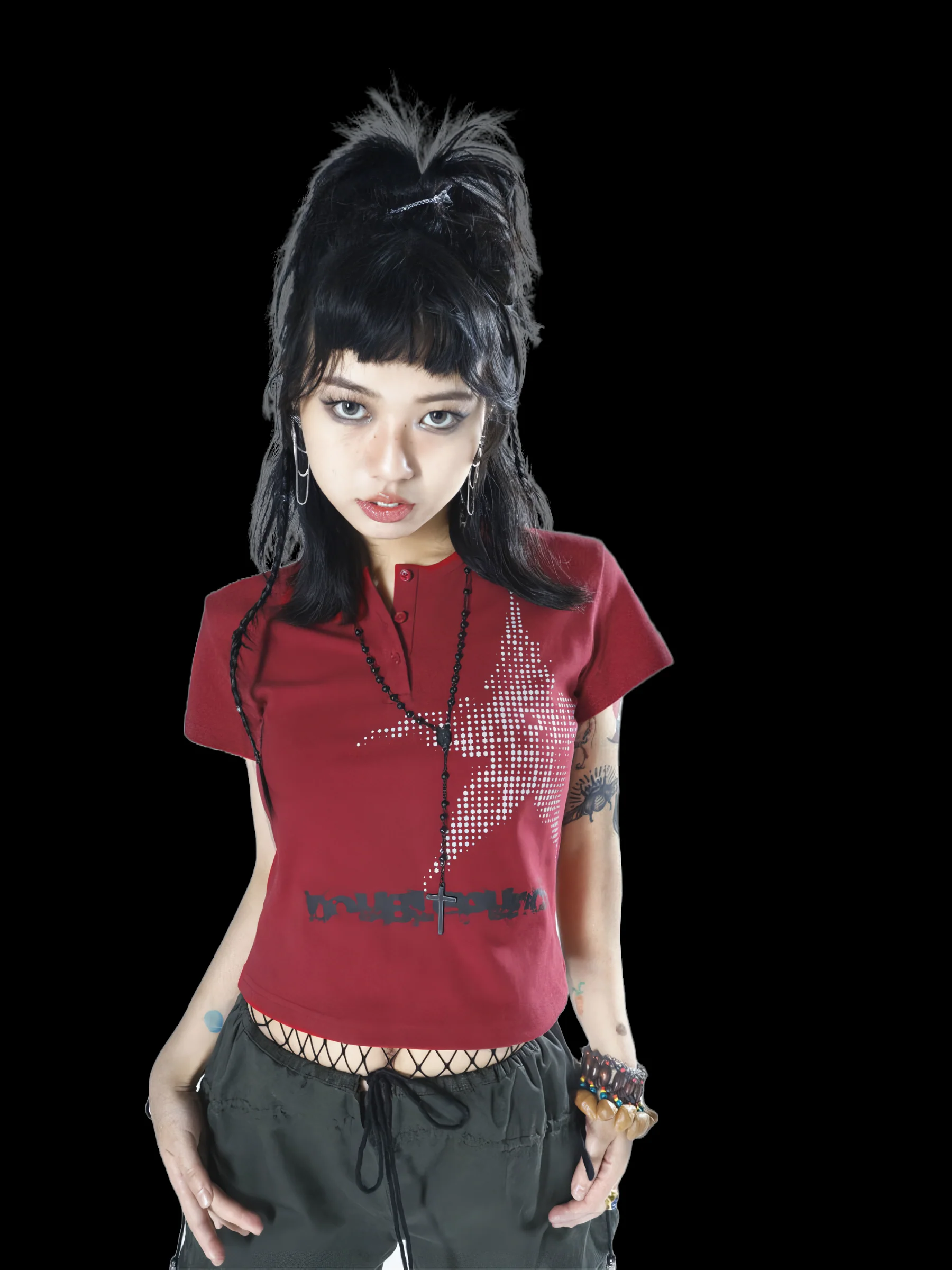 'Double Punch' Madonna Star Button Tee - Image 3