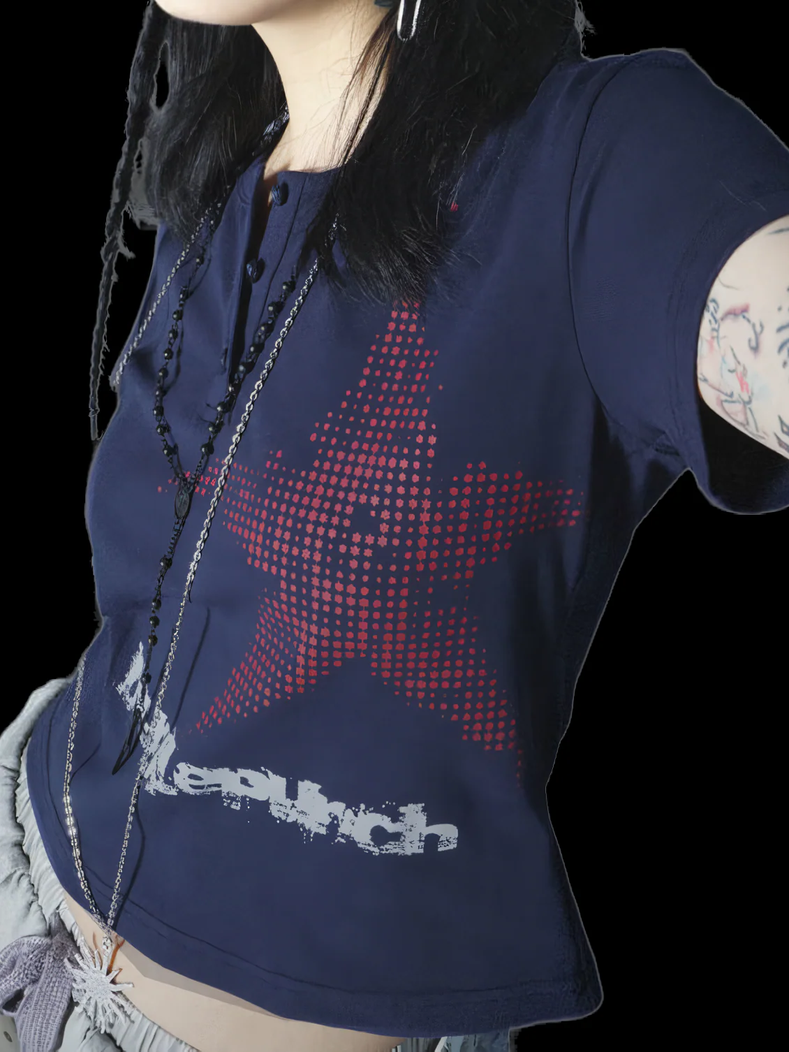 'Double Punch' Madonna Star Button Tee - Image 8
